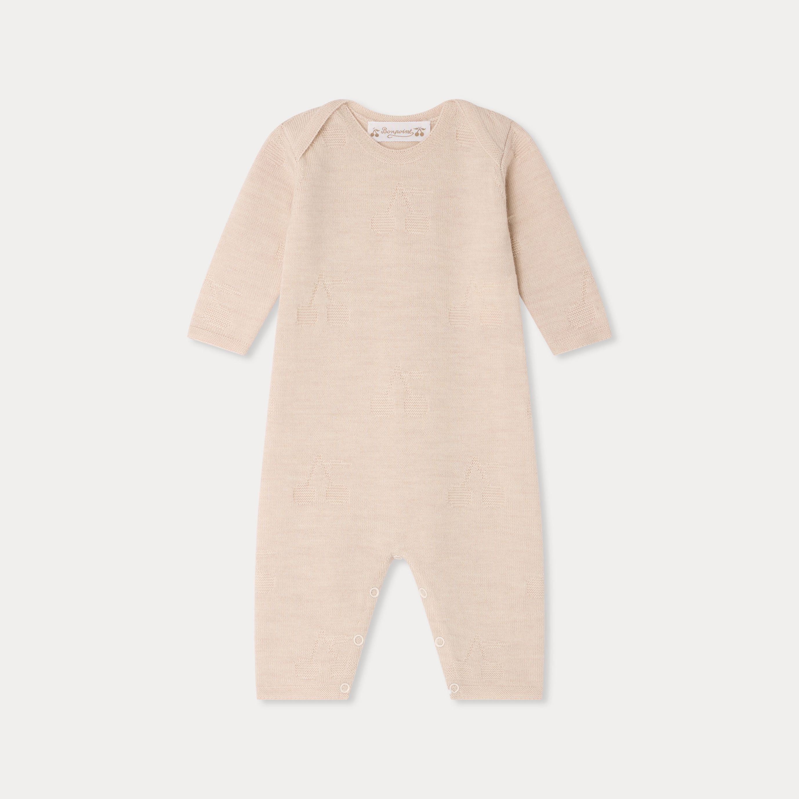 Baby Boys & Girls Beige Wool Babysuit