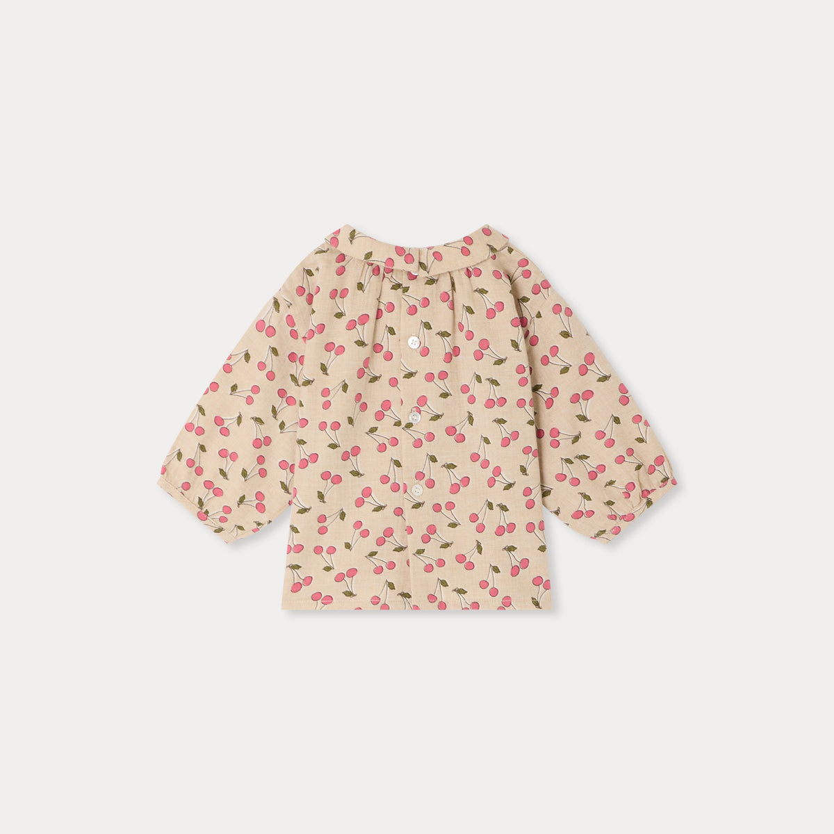 Baby Girls Beige Cherry Printed Cotton Blouse