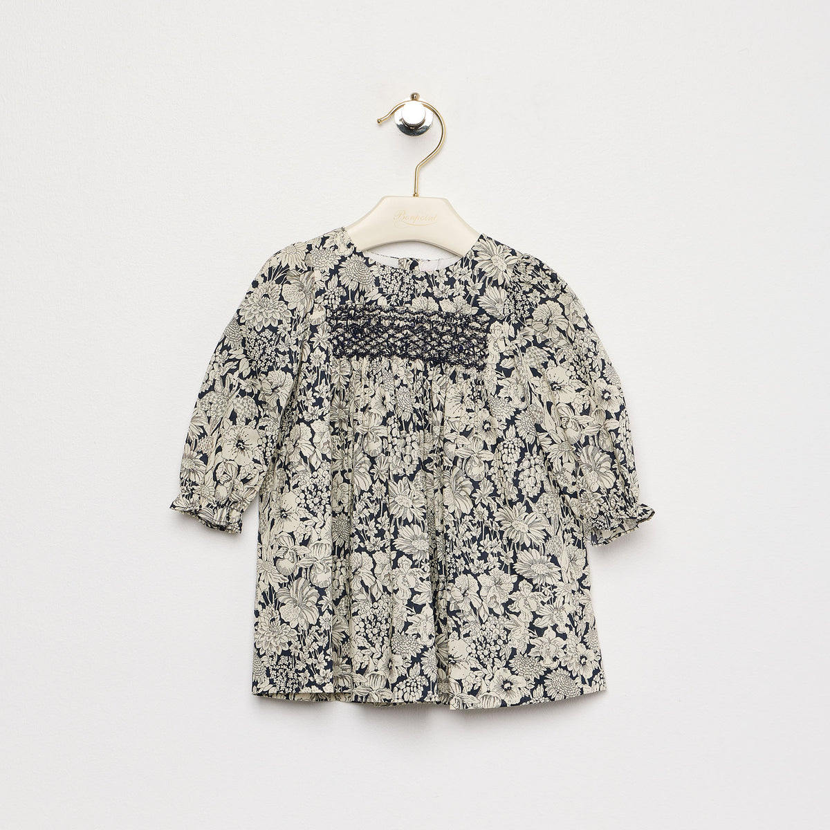 Baby Girls Navy Flower Cotton Dress