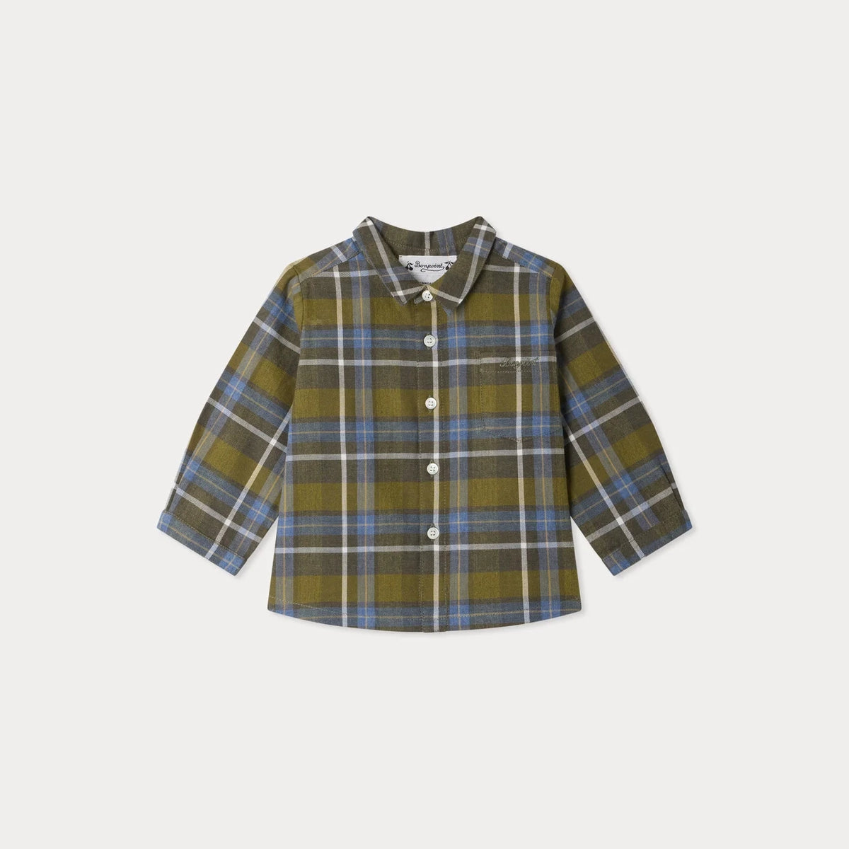 Baby Boys Khaki Check Cotton Shirt