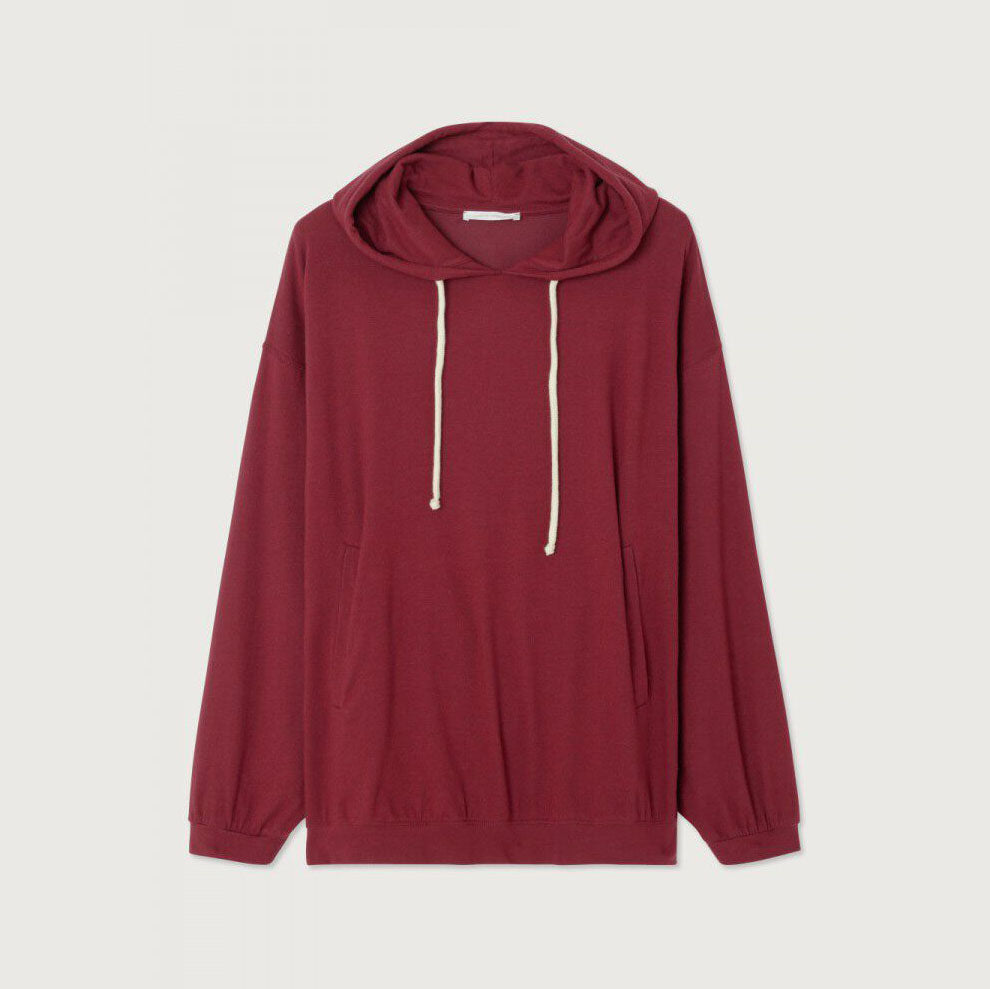 Women Wine Red Hooded Sweatshirt