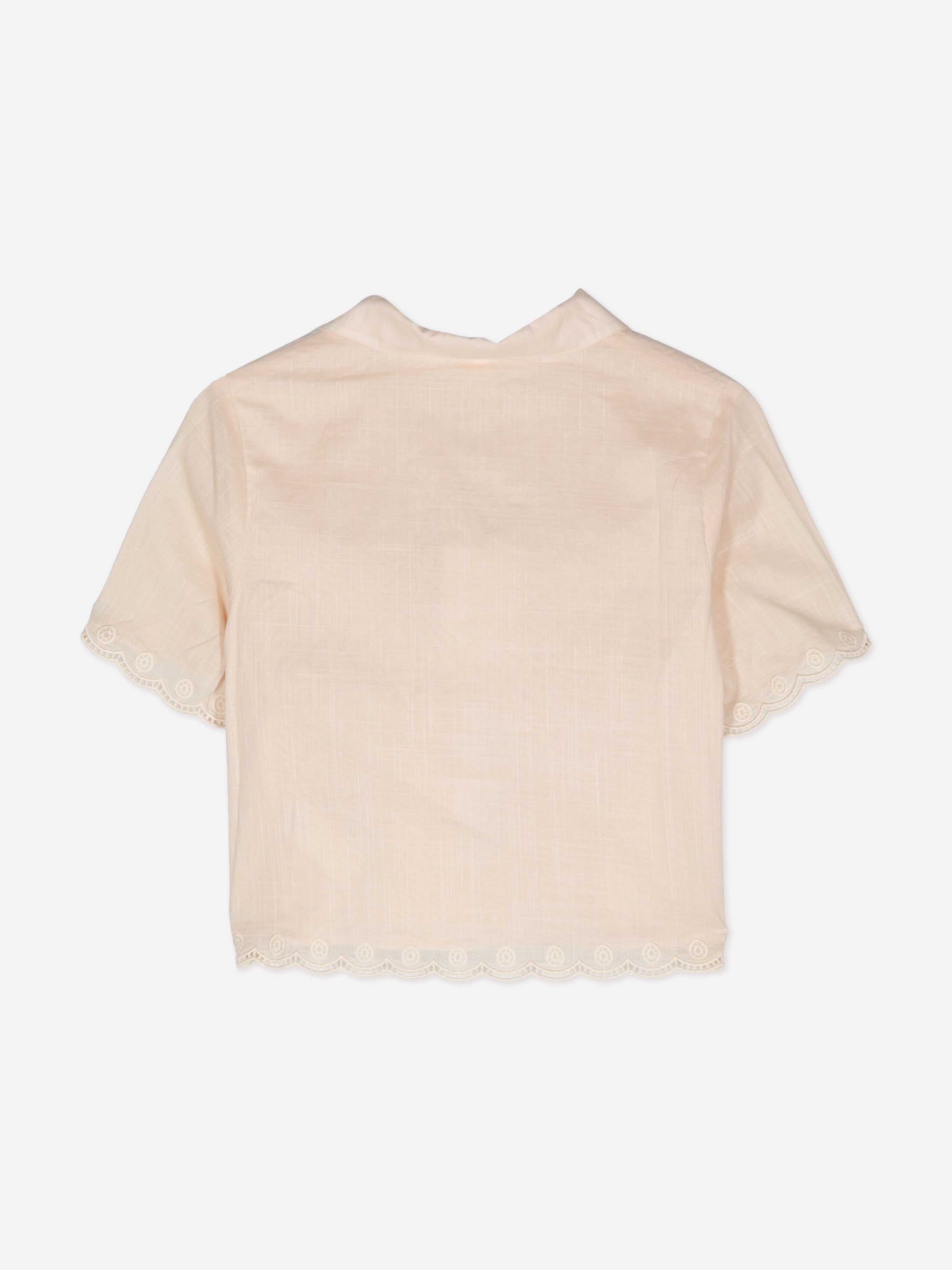 Zimmermann Girls Halliday Embroidered Shirt in Ivory