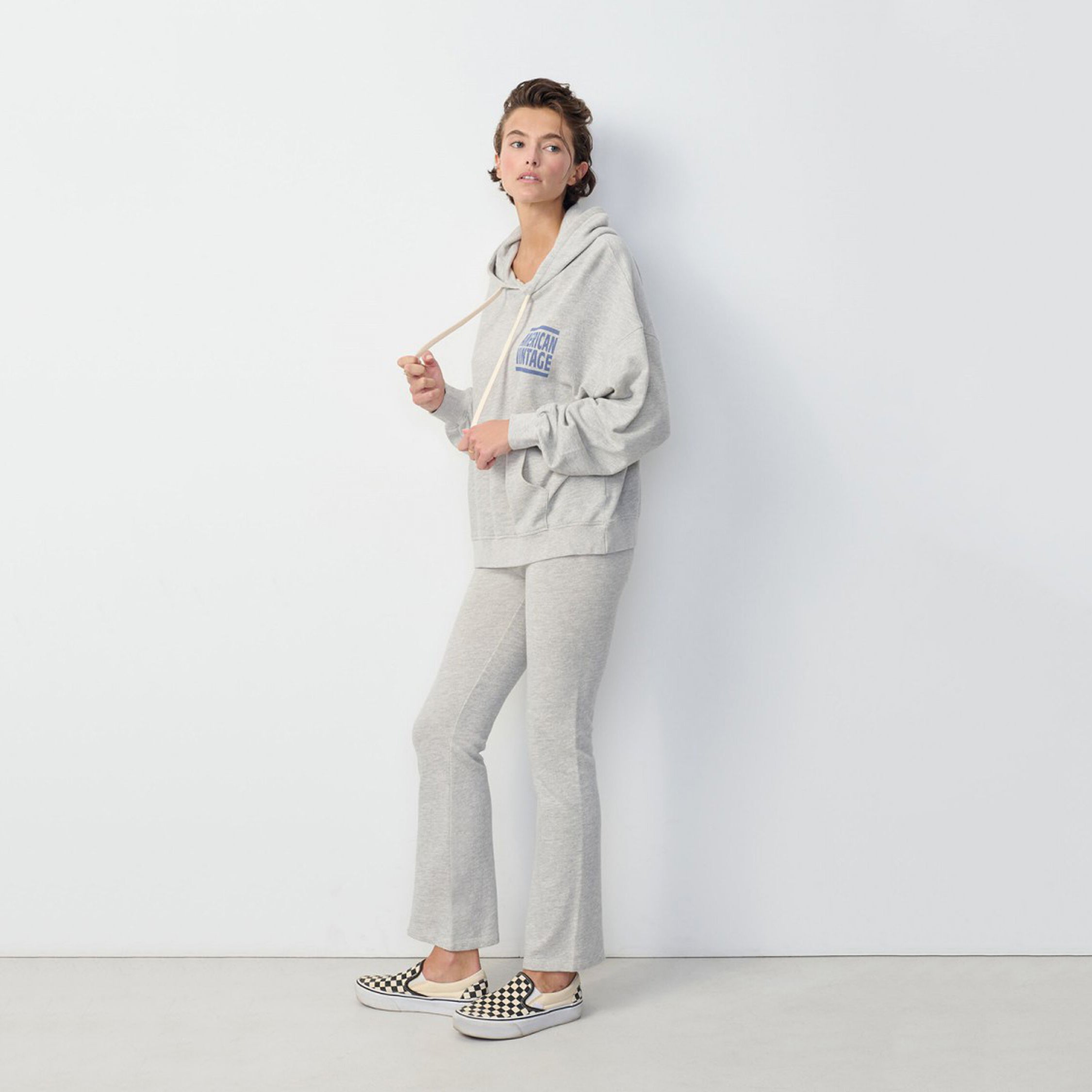 Women Light Grey Cotton Hooded Sweatshirt