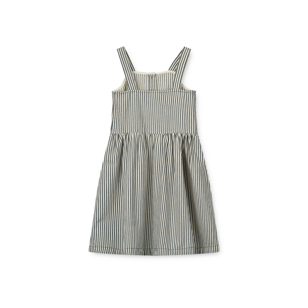 Girls Blue Stripes Cotton Dress