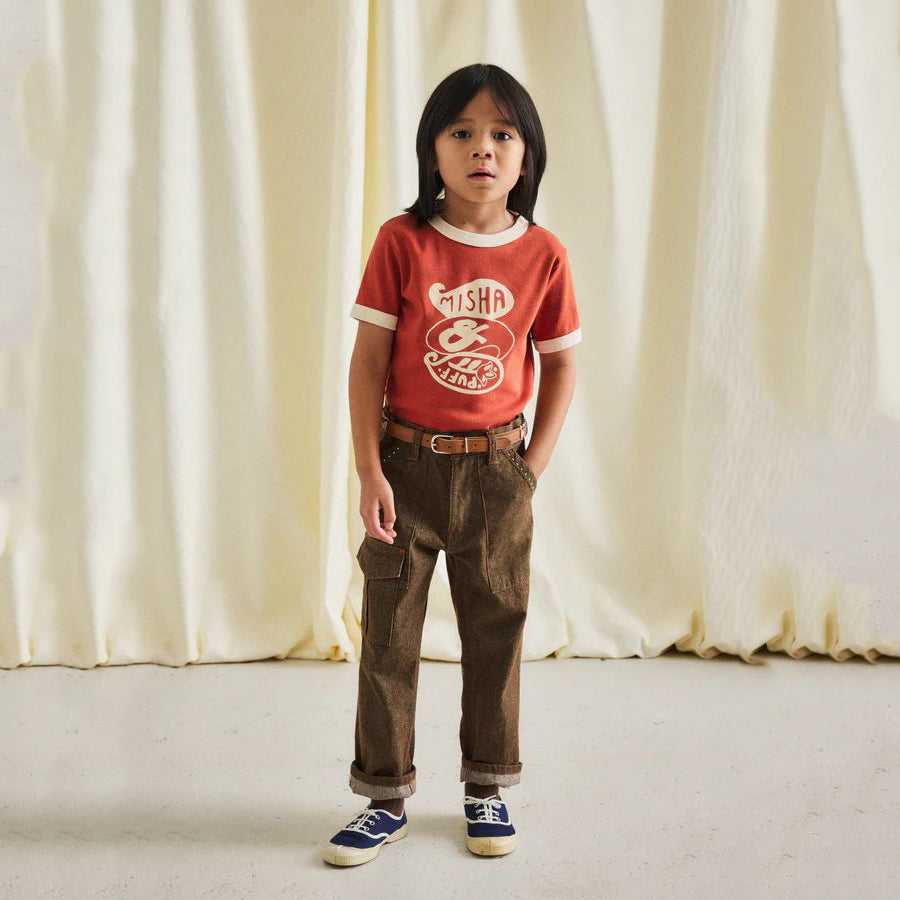 Boys & Girls Brick Red Printed Cotton T-Shirt