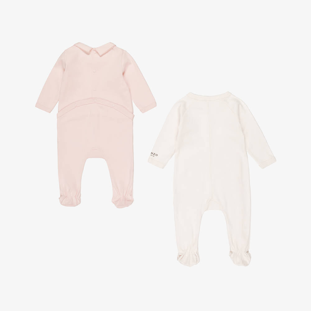 Baby Girls Pink Cotton Babysuit Gift Set(2 Pack)