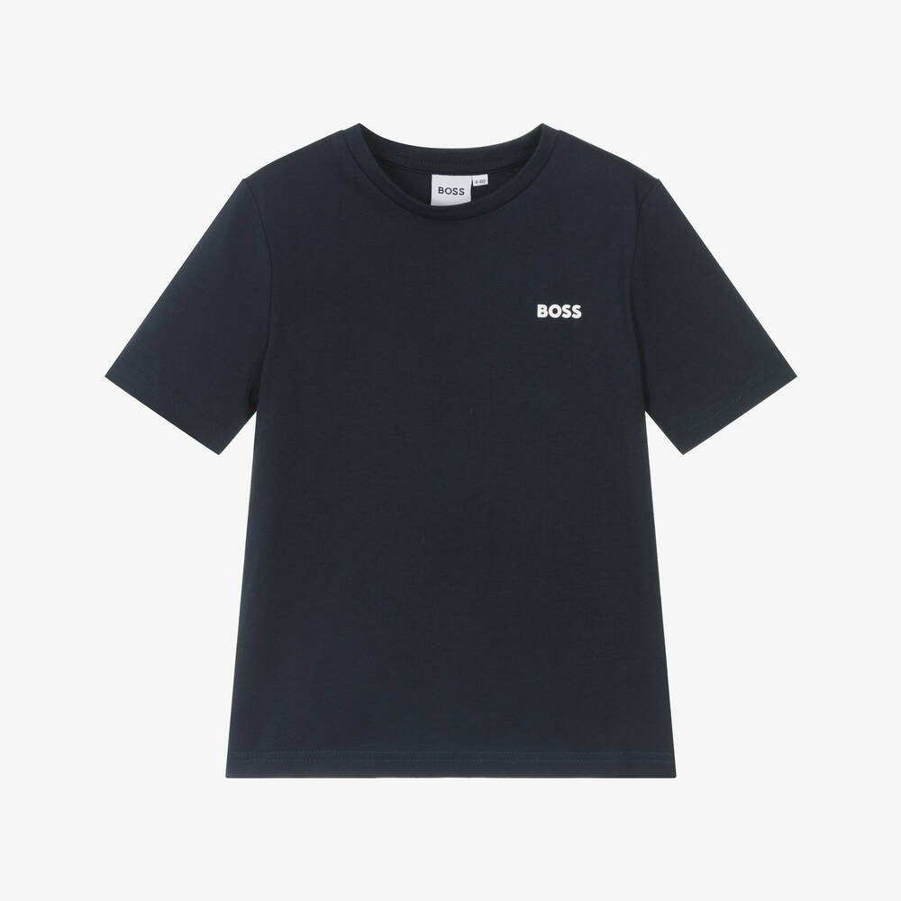 Boys Dark Blue Cotton T-Shirt