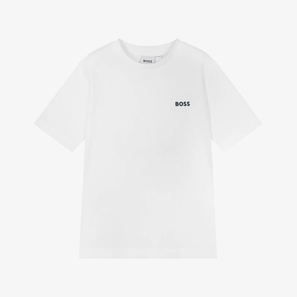 Boys White Cotton T-Shirt