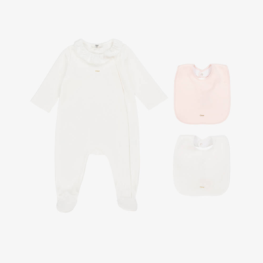Baby Girls White Cotton Babysuit Gift Set(3 Pack)