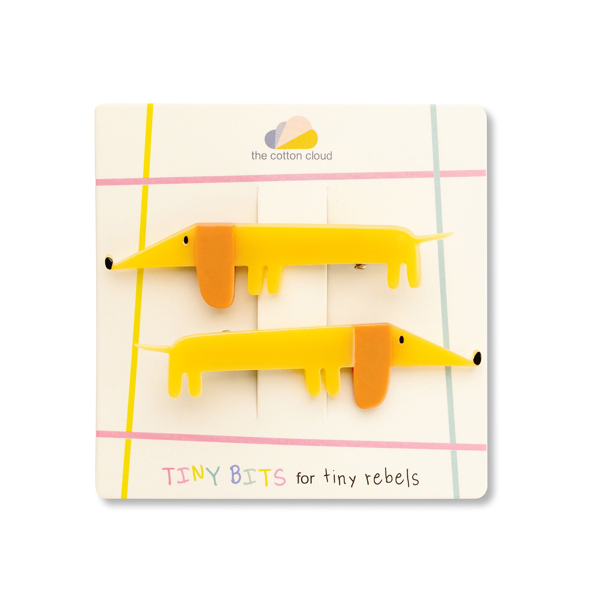 Girls Yellow Dog Hair Clips(2 Pack)