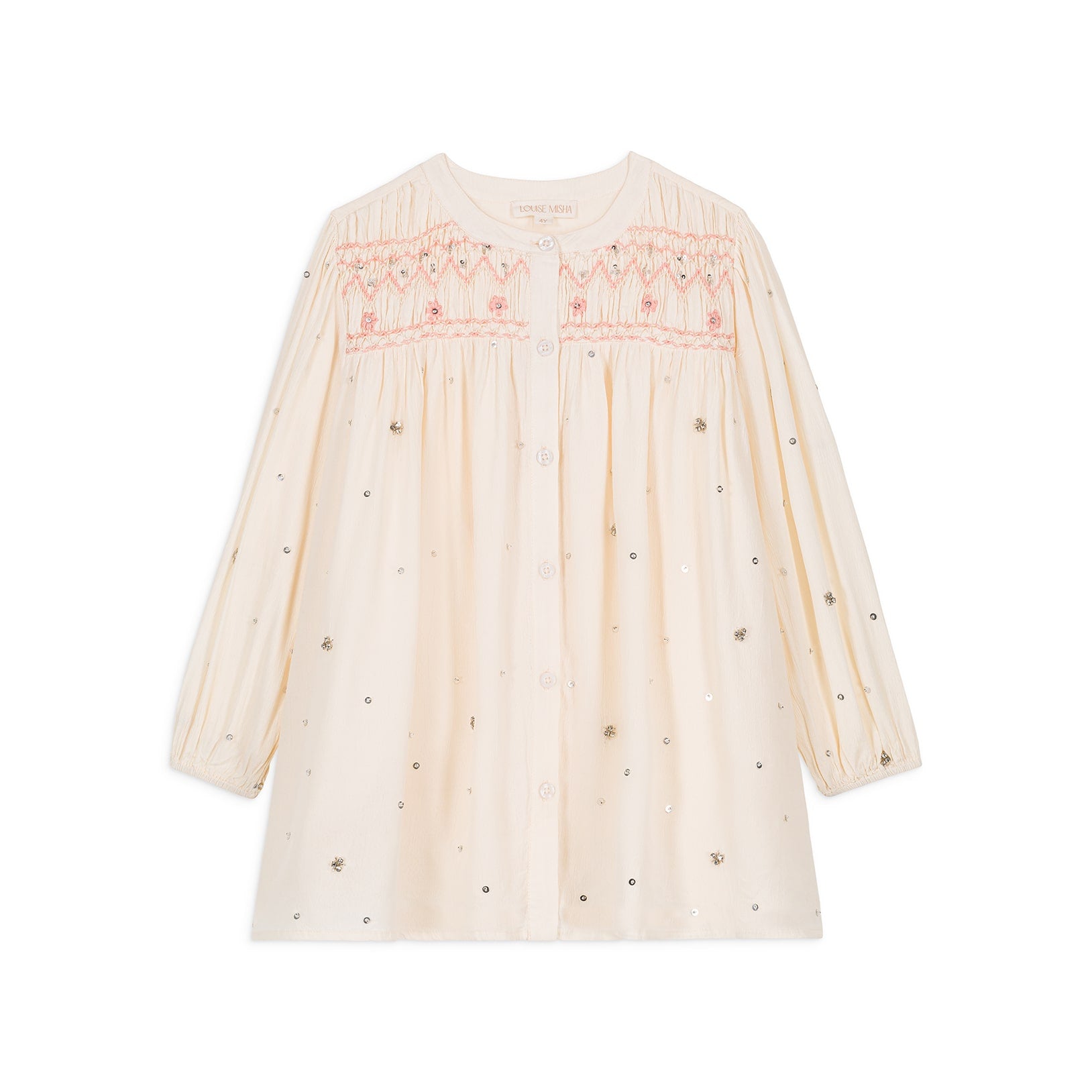 Girls Cream Embroidered Dress