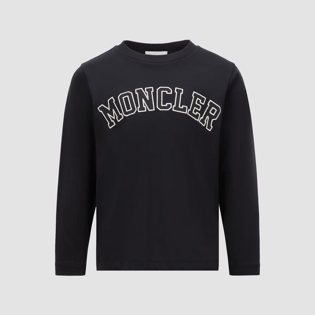 Boys Navy Embroidered Logo Cotton T-Shirt