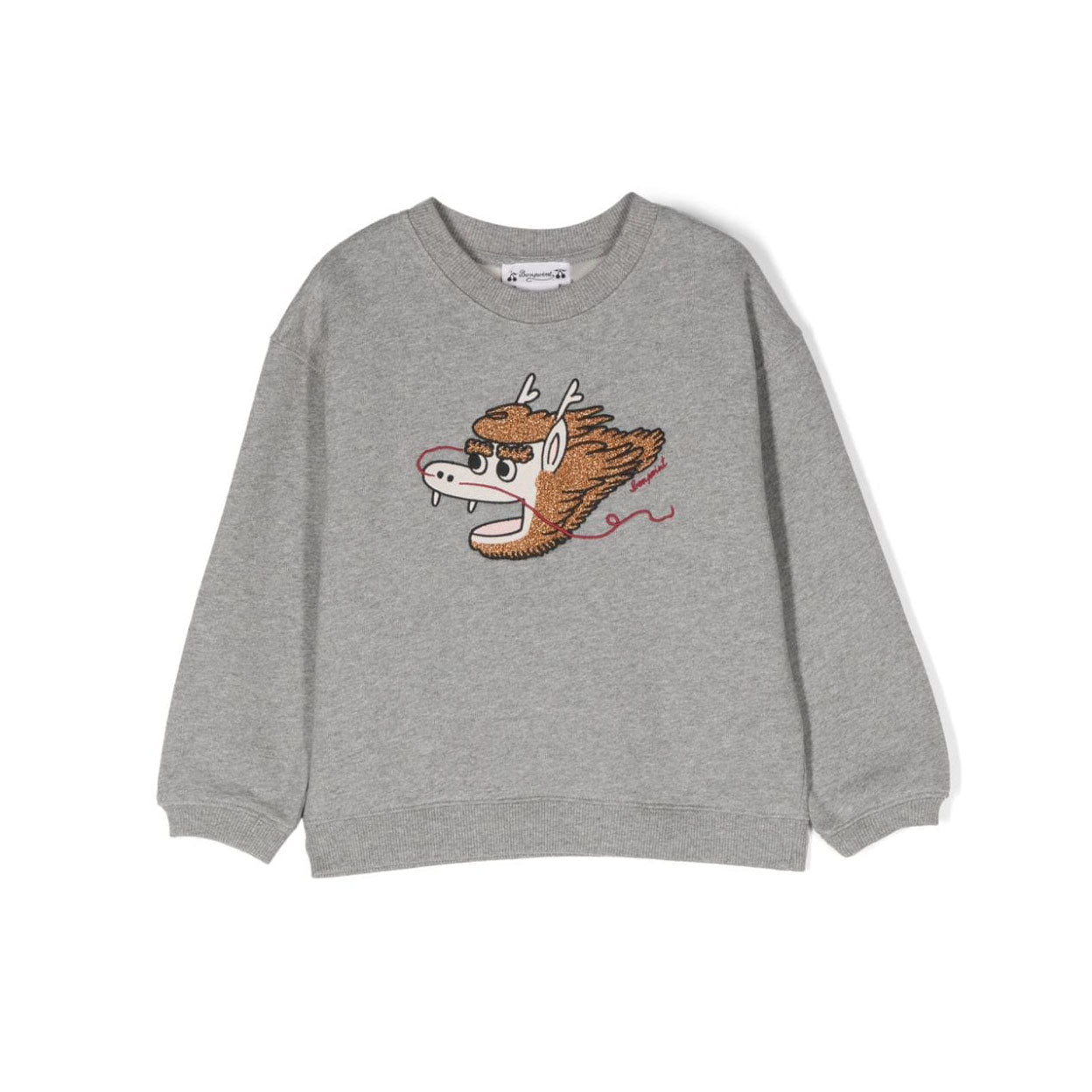 Boys & Girls Grey Embroidered Cotton Sweatshirt