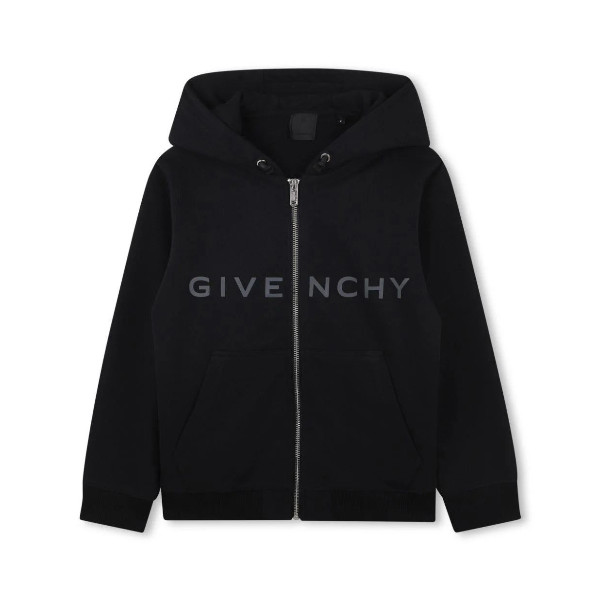 Boys & Girls Black Cotton Zip-Up Top