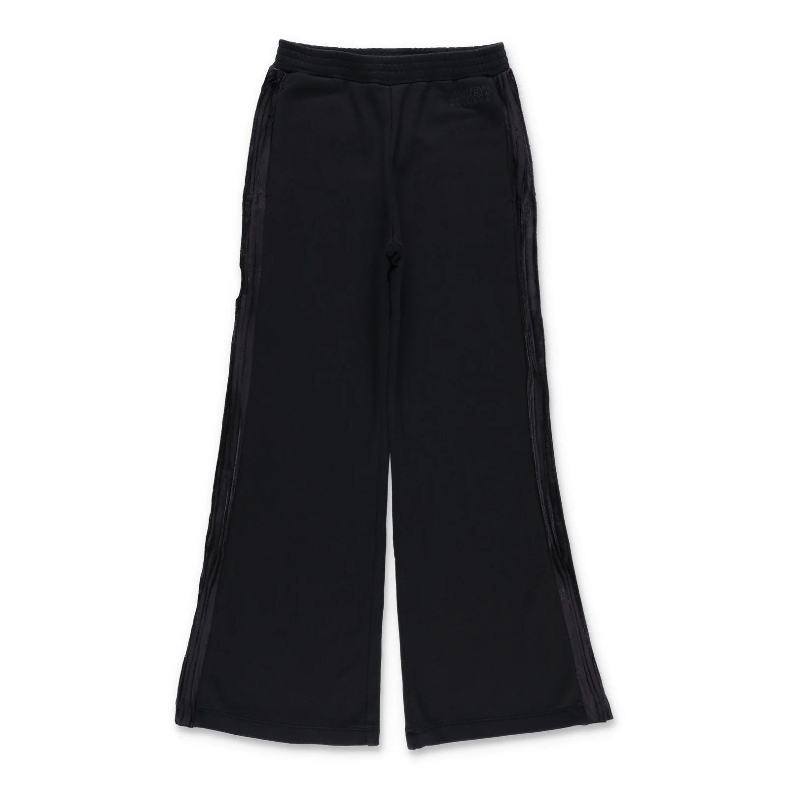 Girls Black Embroidered Logo Cotton Trousers