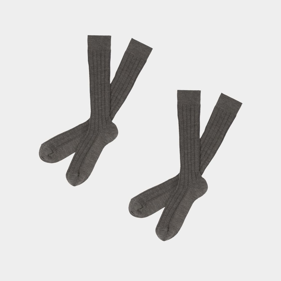 Women Dark Grey Wool Knee Stockings(2 Pack)