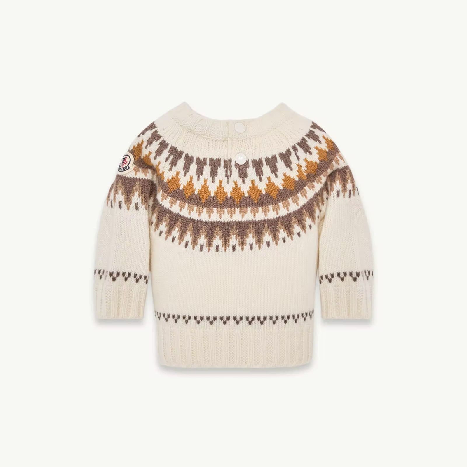 Pull en laine jacquard blanc pour bébés garçons