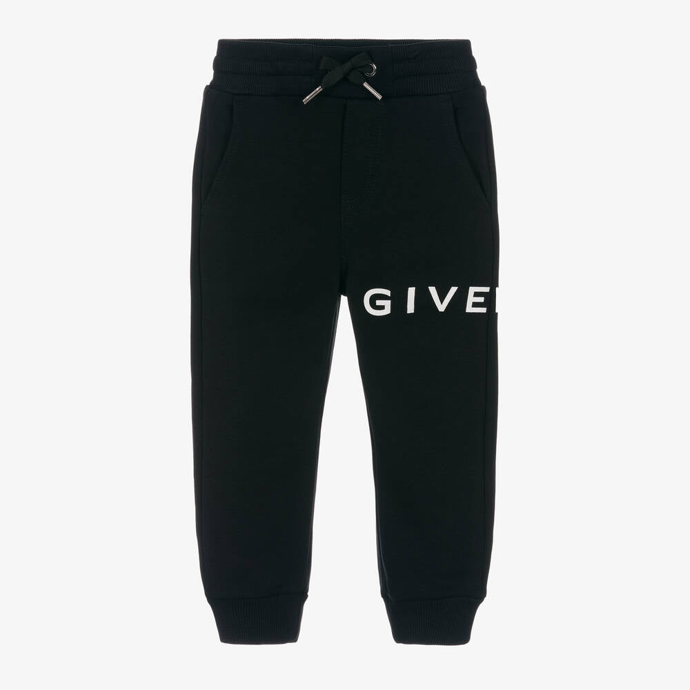 Boys Black Logo Cotton Trousers