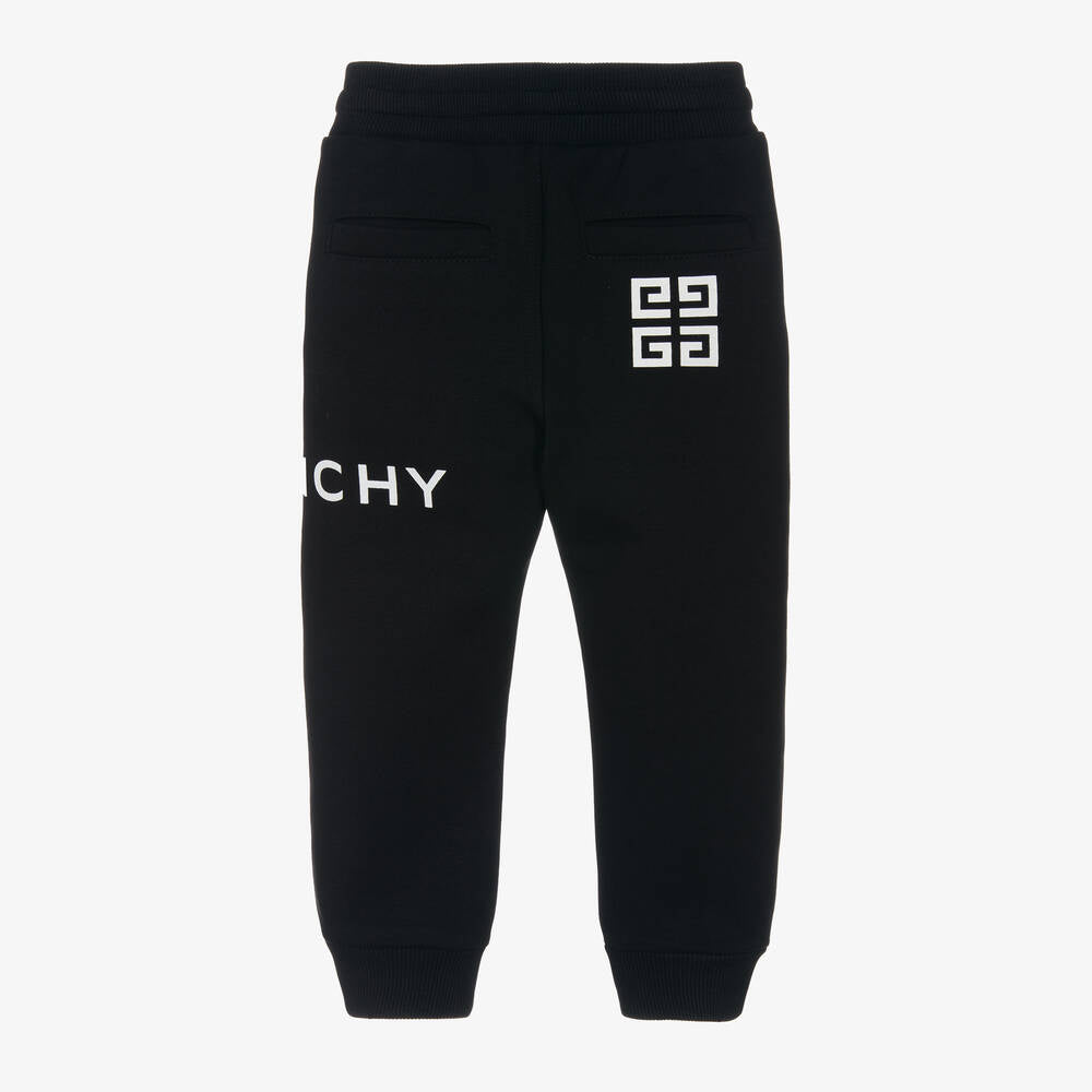 Boys Black Logo Cotton Trousers