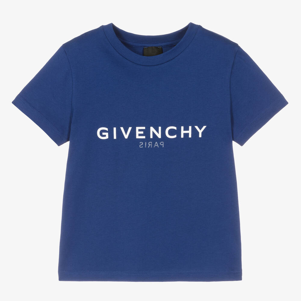 Boys Blue Logo Cotton T-Shirt