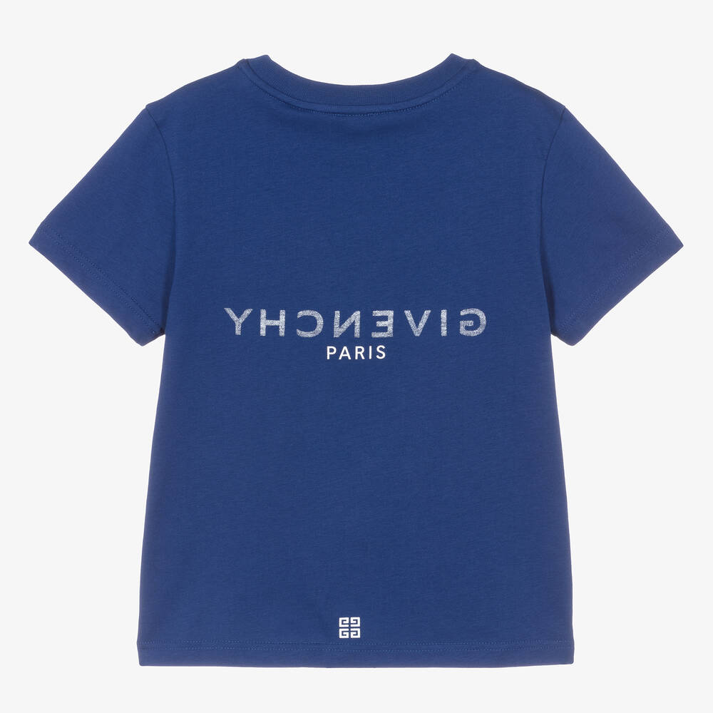Boys Blue Logo Cotton T-Shirt