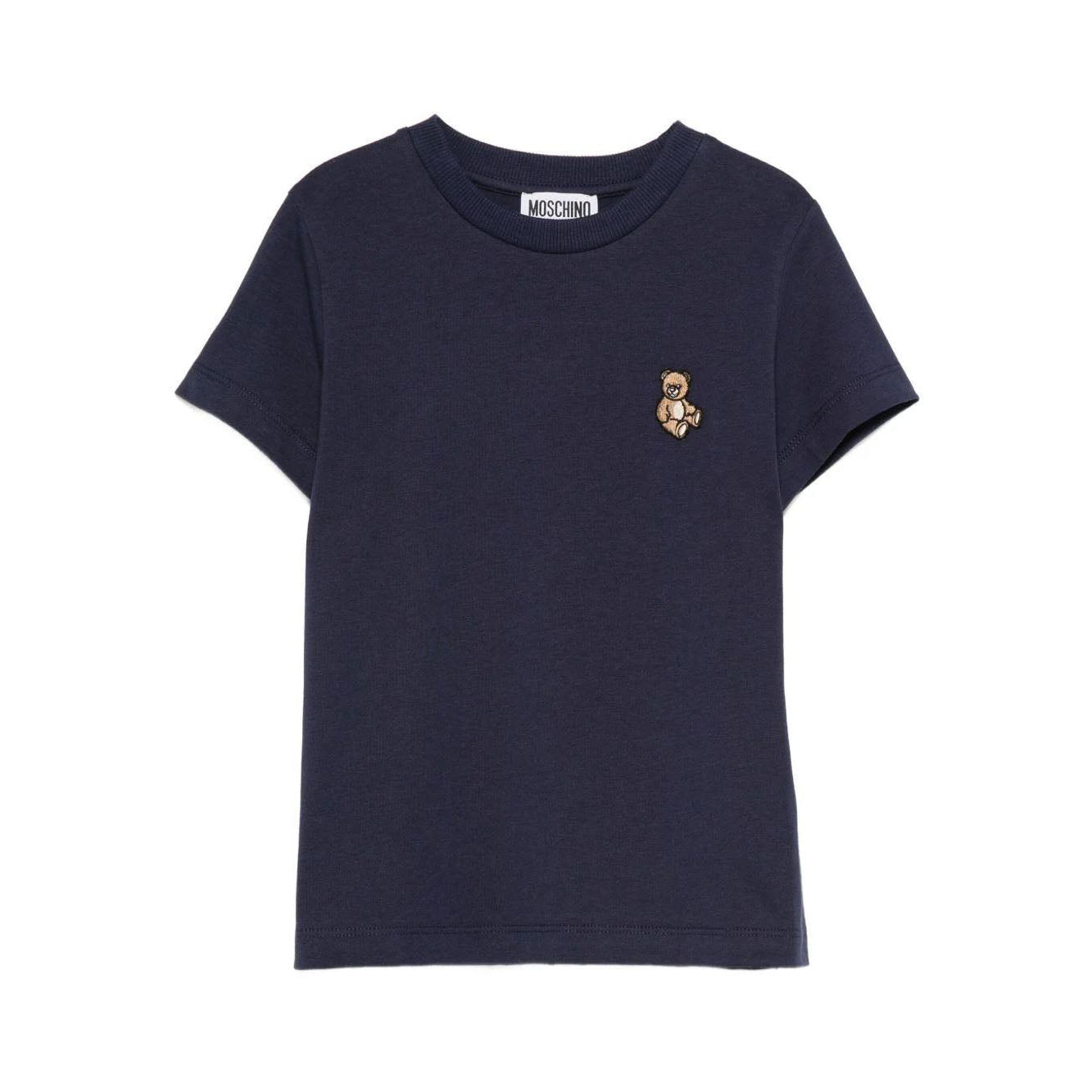 Boys & Girls Navy Bear Patch Cotton T-Shirt