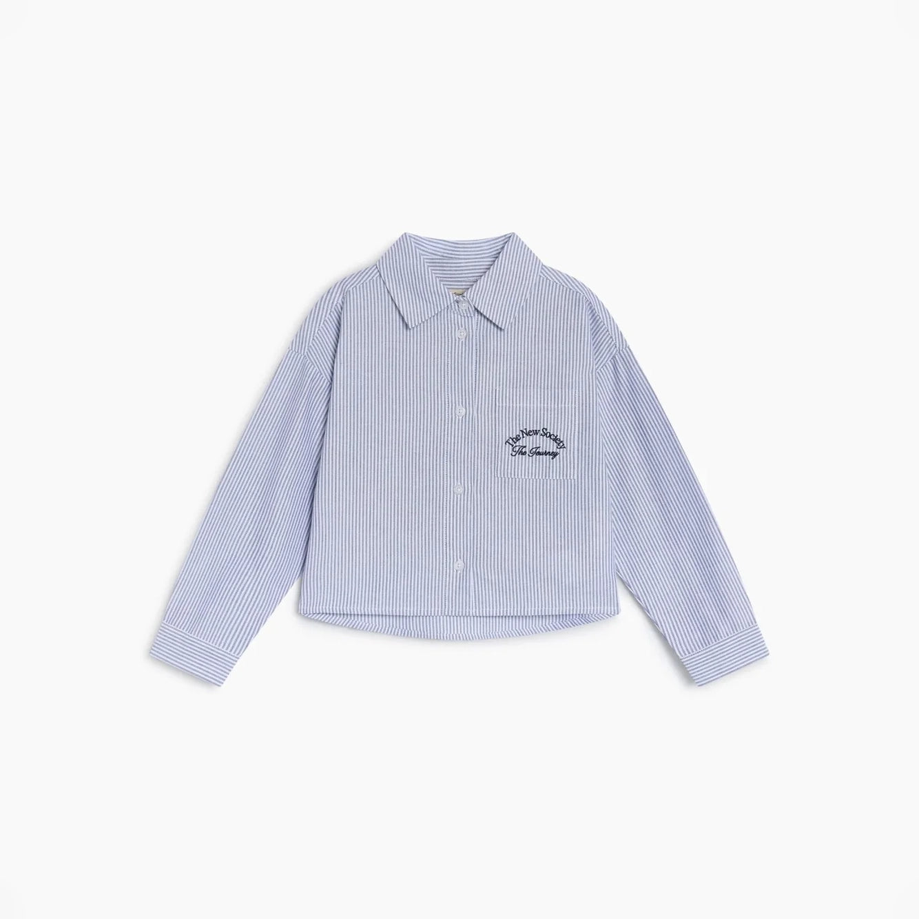 Girls Blue Striped Cotton Shirt