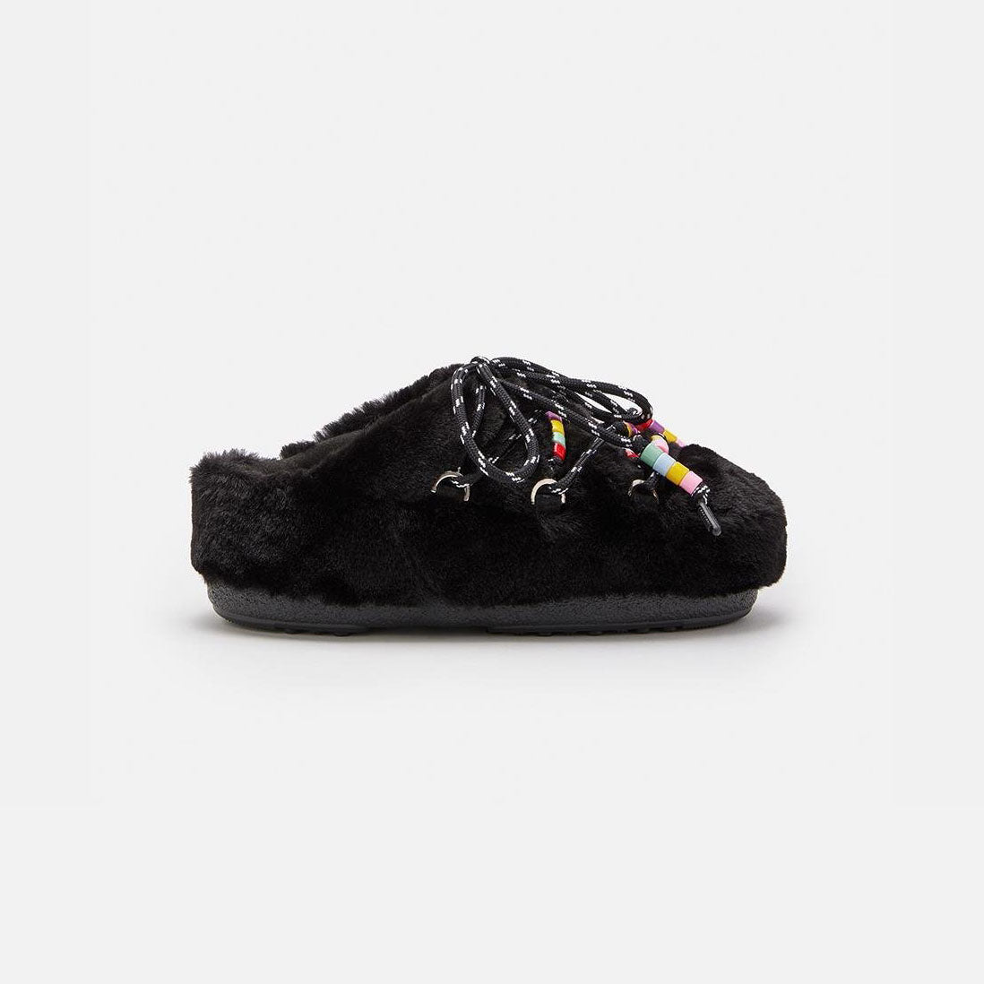 Women Black Faux Fur Slippers