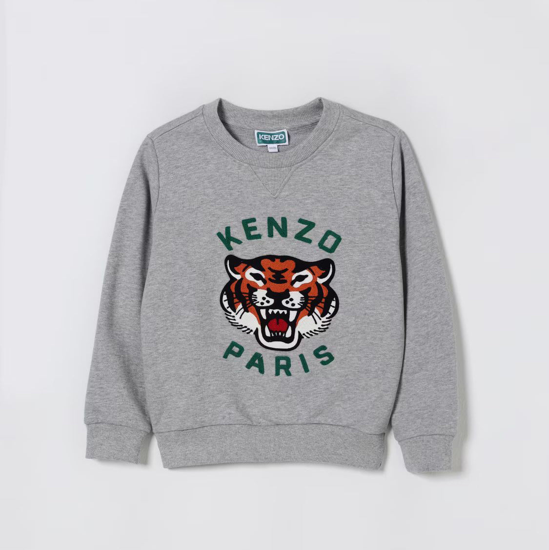 Boys Grey Embroidered Tiger Cotton Sweatshirt