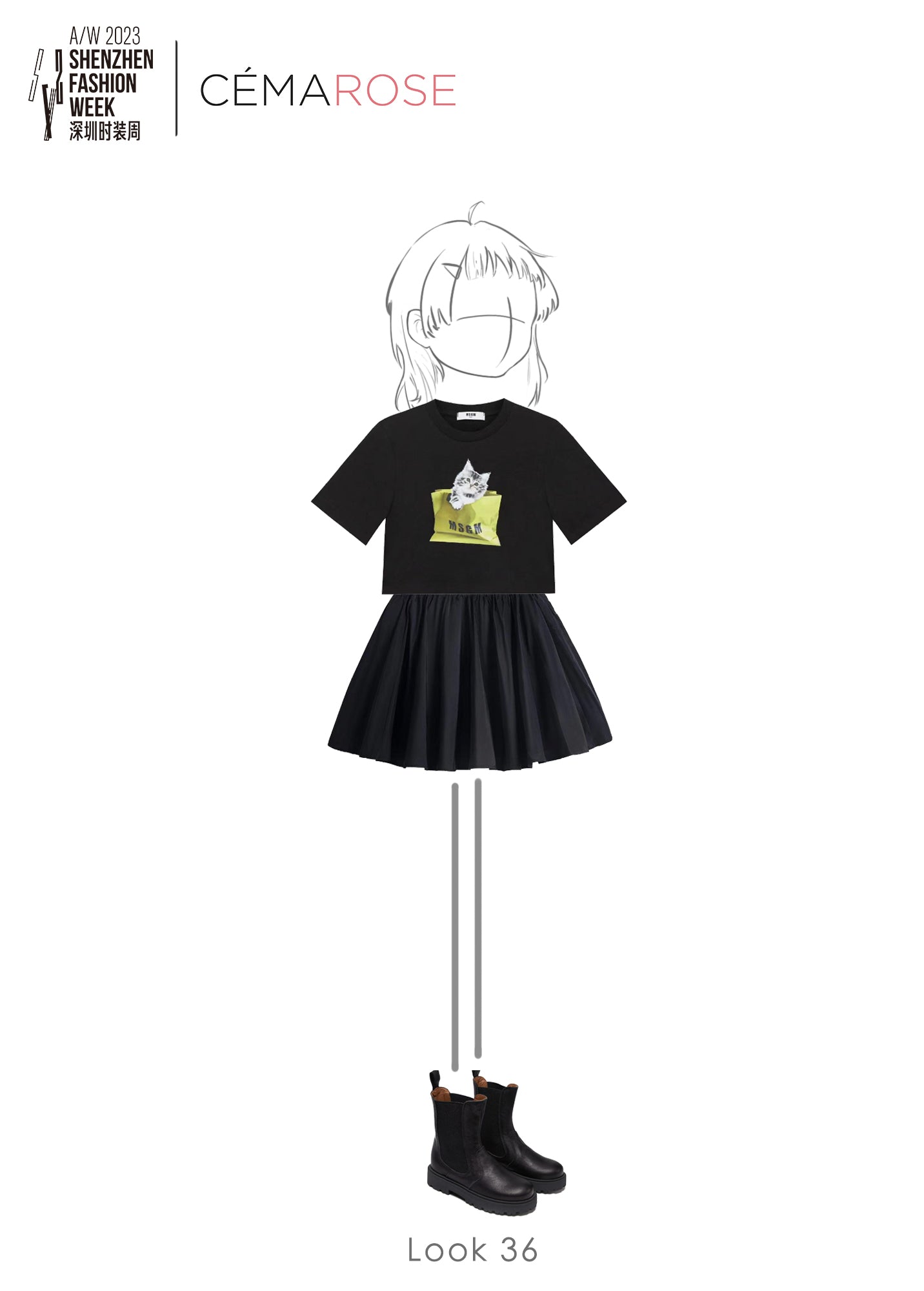 Girls Black Printed Cotton T-Shirt