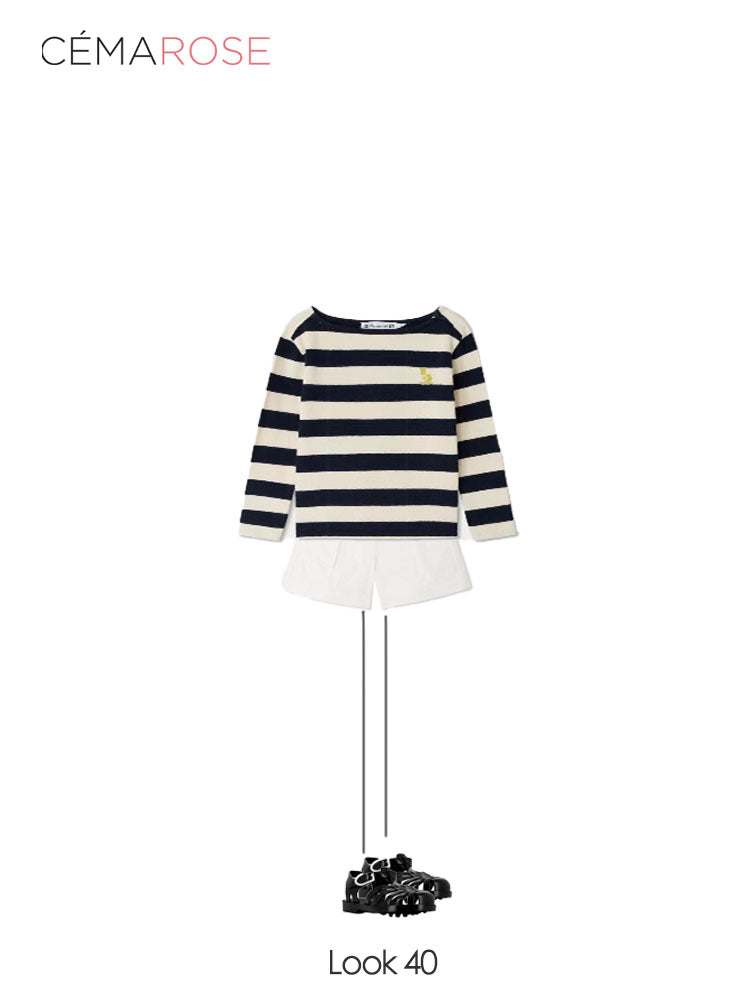Boys Navy Stripes Cotton T-Shirt