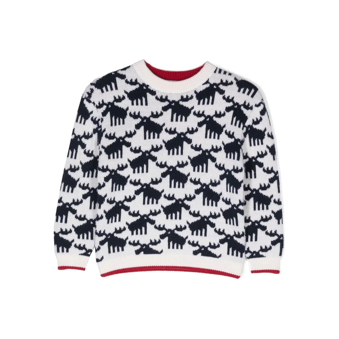 Boys Navy Jacquard Wool Sweater