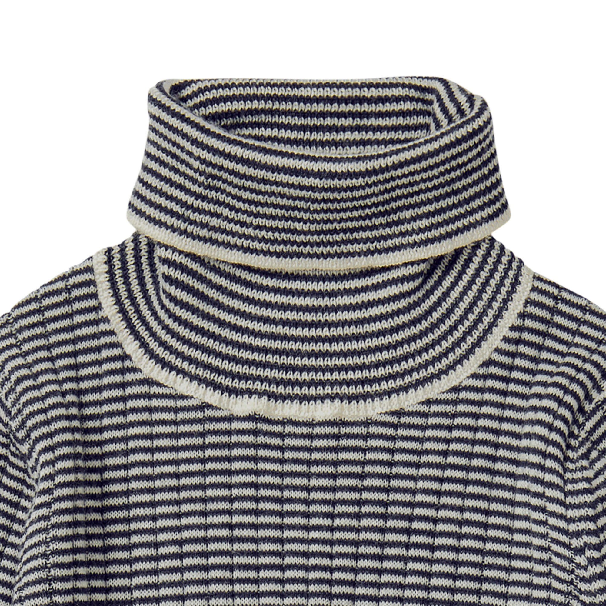 Boys & Girls Dark Blue Stripes Wool Turtleneck Top