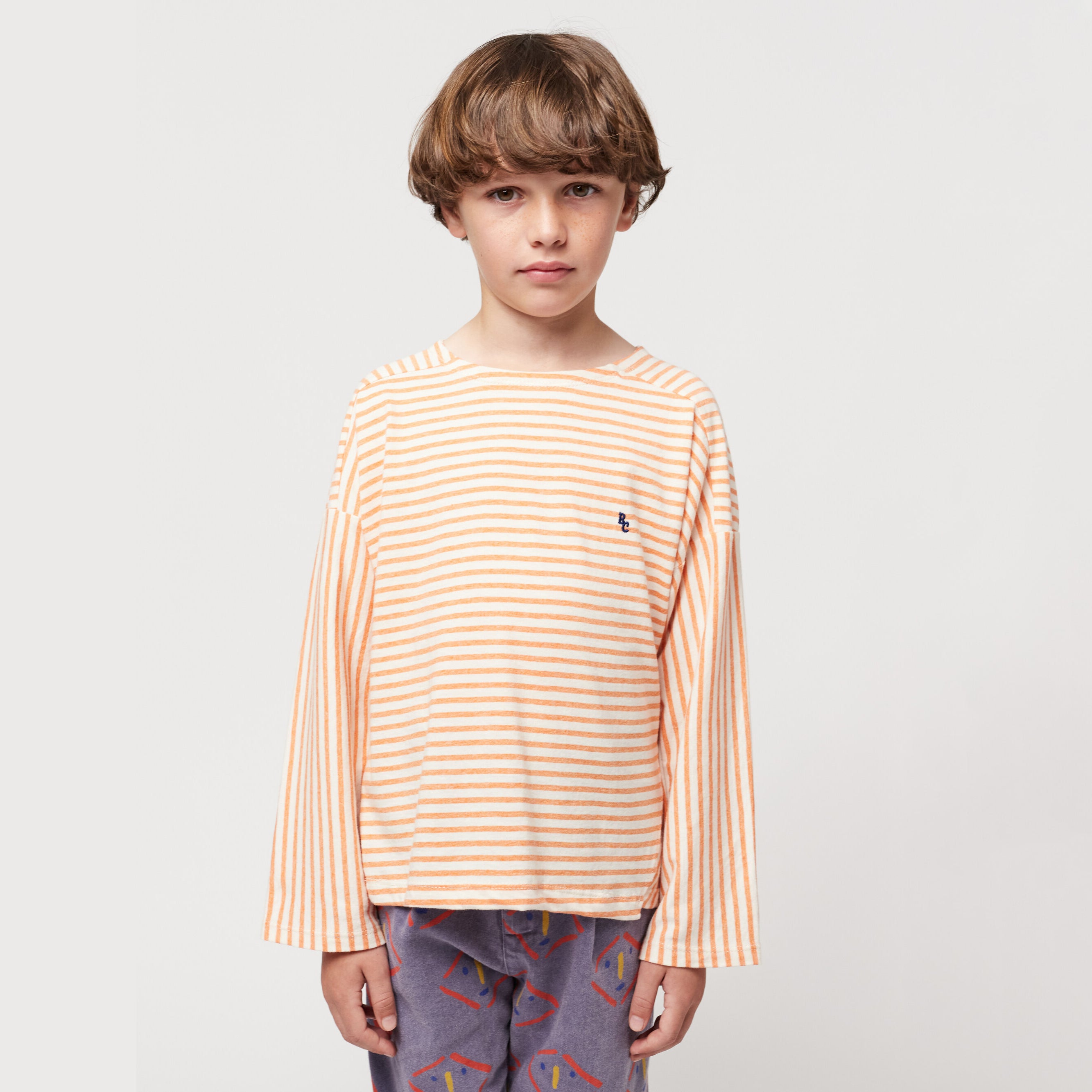 Boys & Girls Orange Stripes Cotton T-Shirt