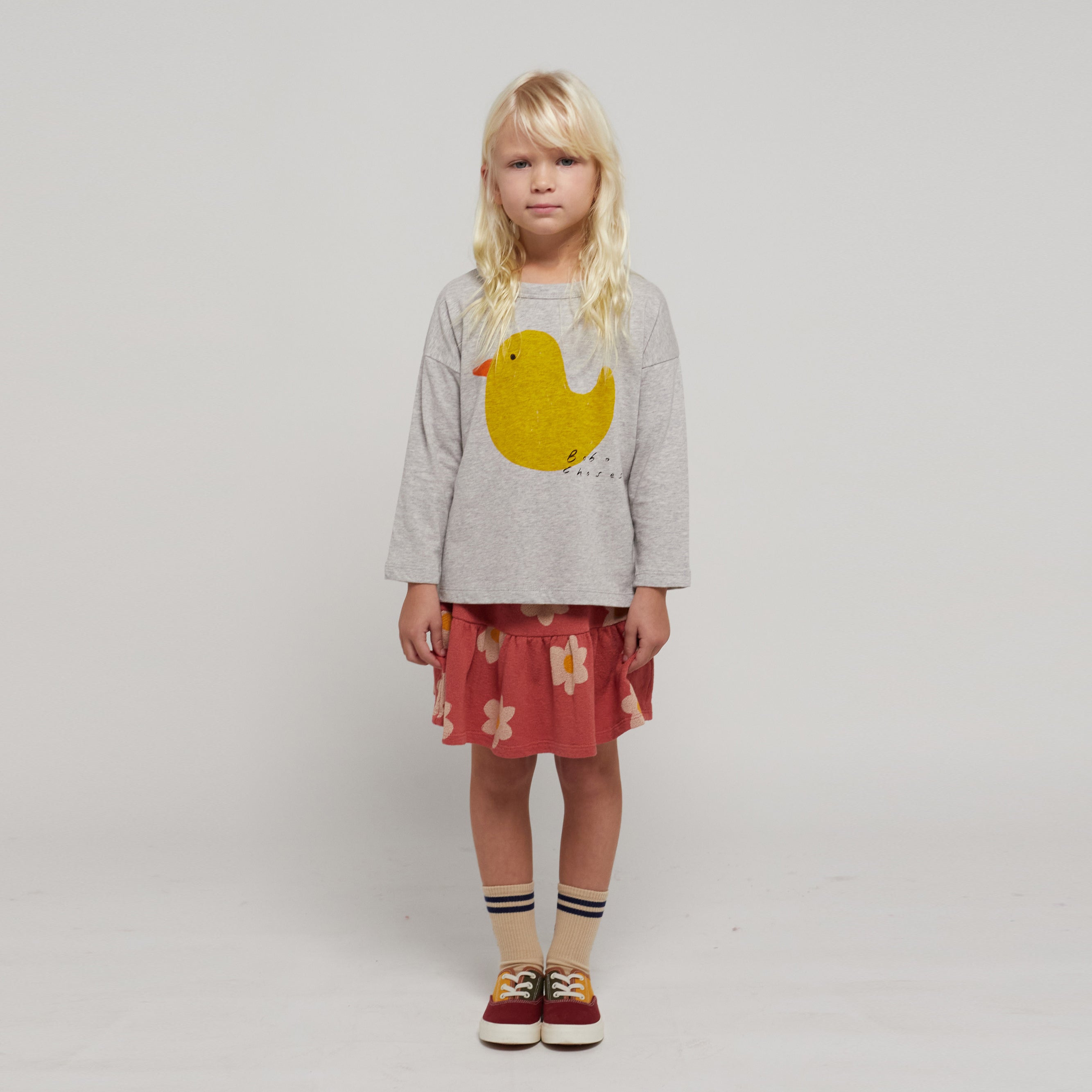 Boys & Girls Grey Printed Cotton T-Shirt