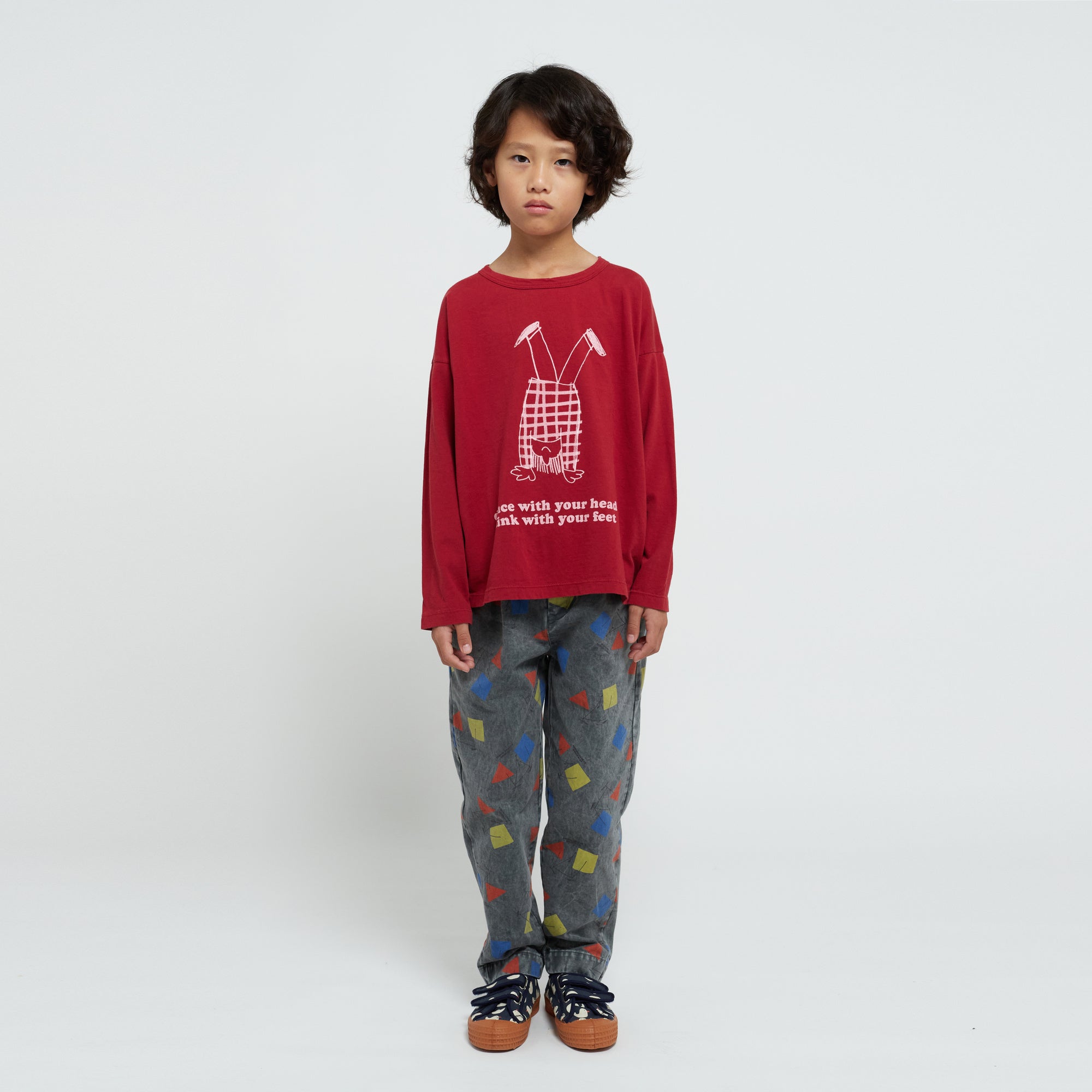 Boys & Girls Red Printed Cotton T-Shirt