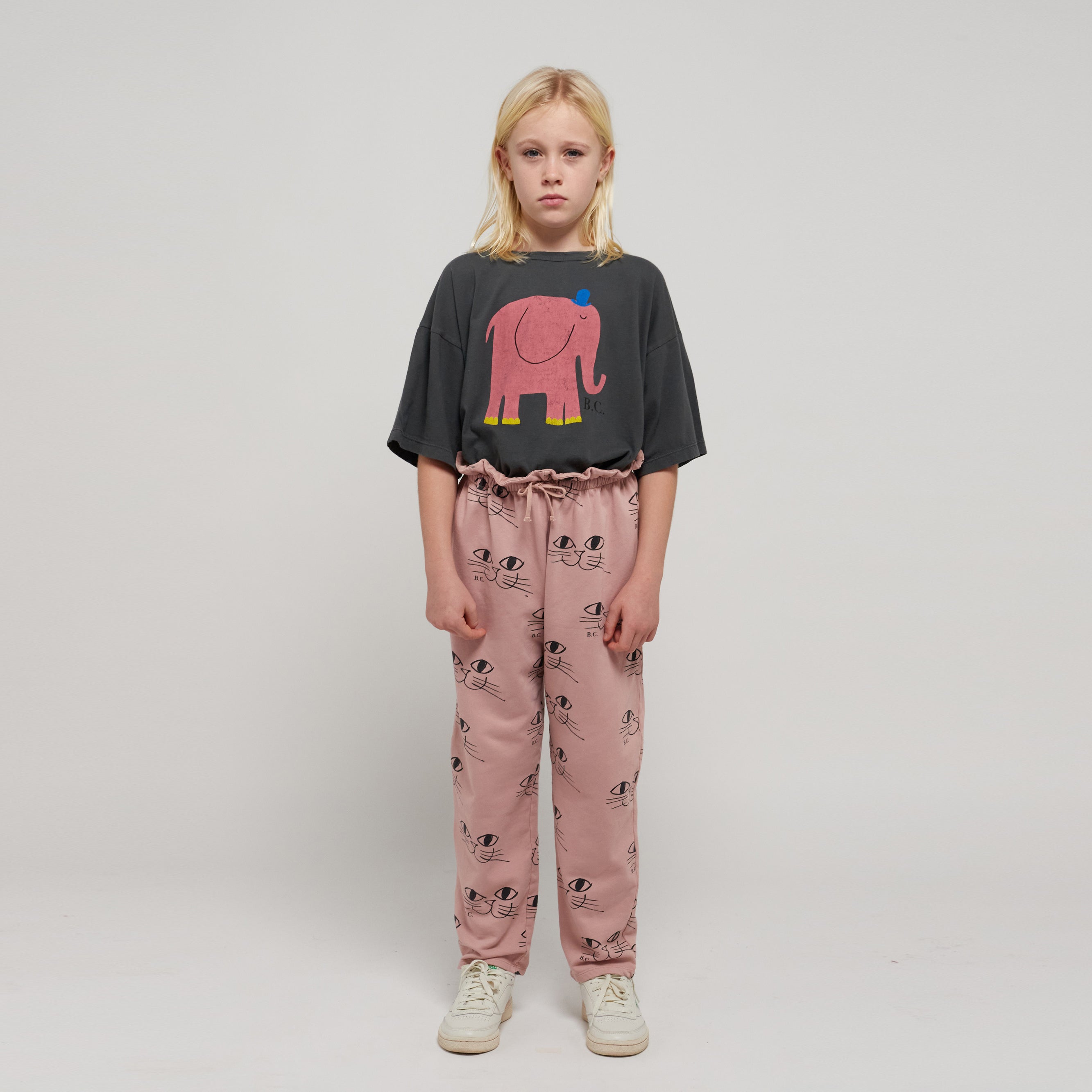 Girls Pink Printed Cotton Trousers