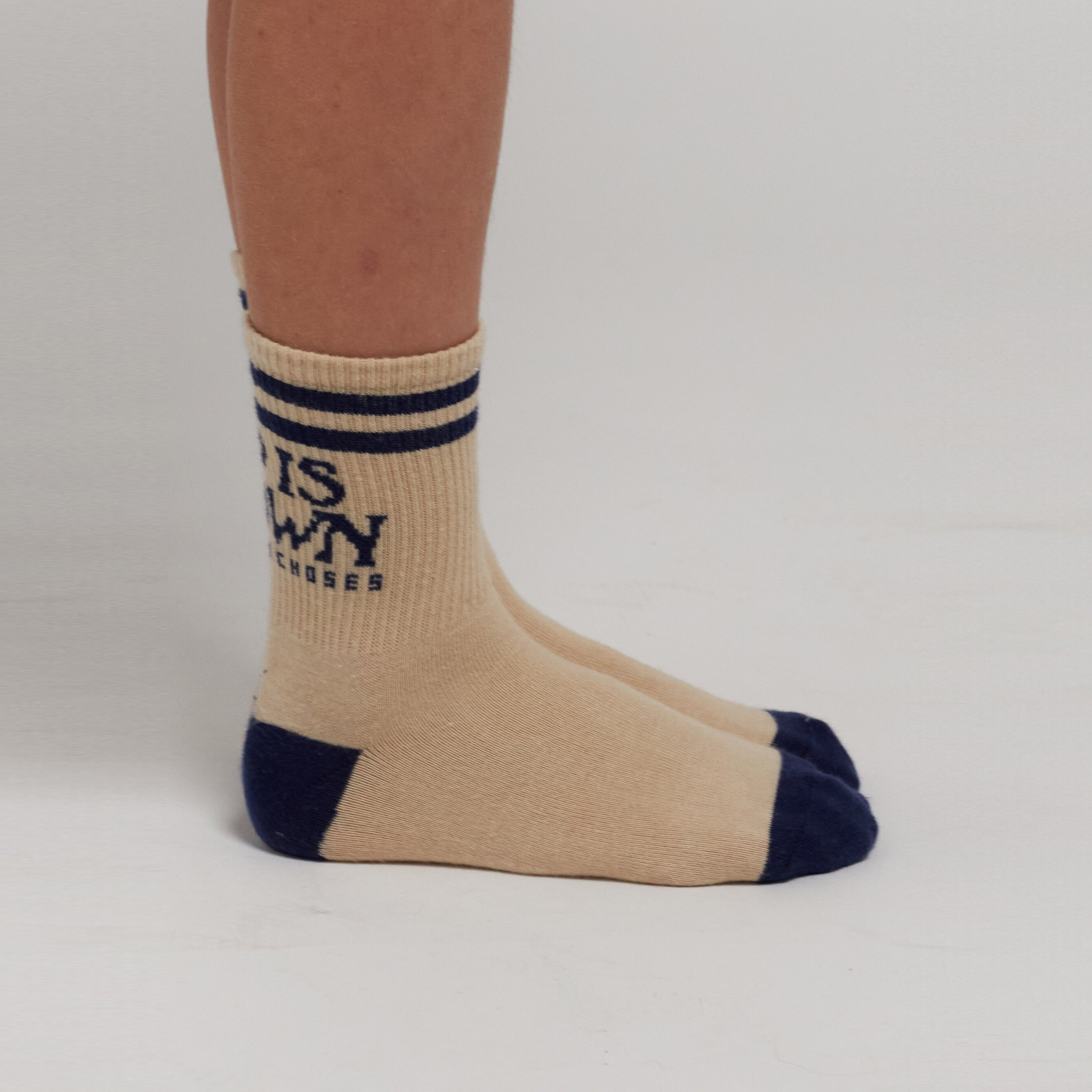 Boys & Girls Beige Logo Cotton Socks