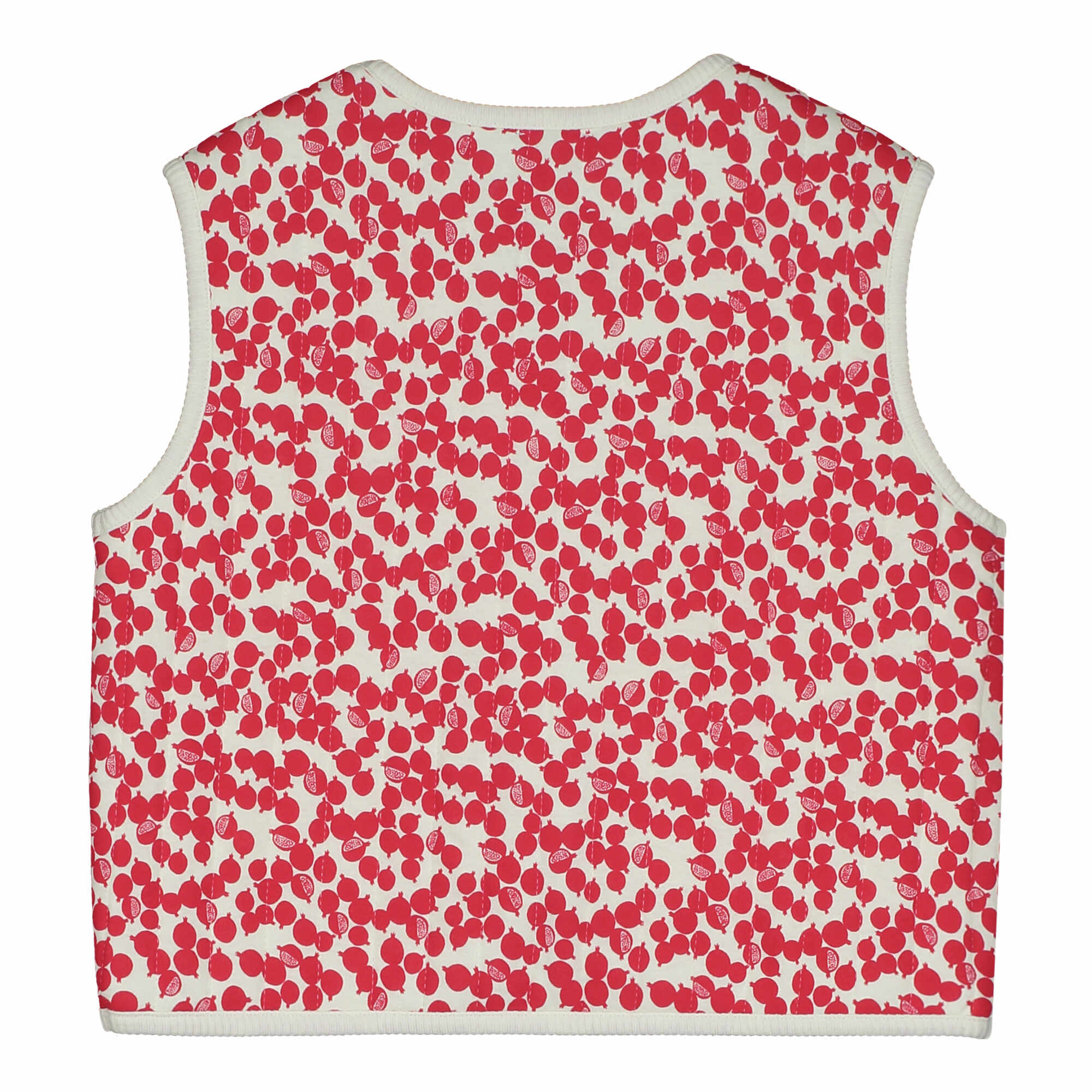 Girls Red Printed Gilet