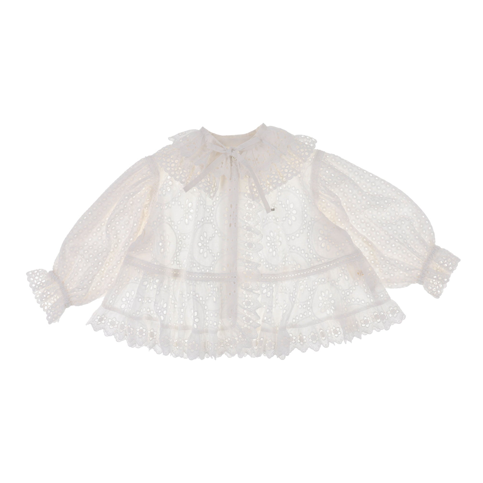 Girls White Embroidered Cotton Shirt