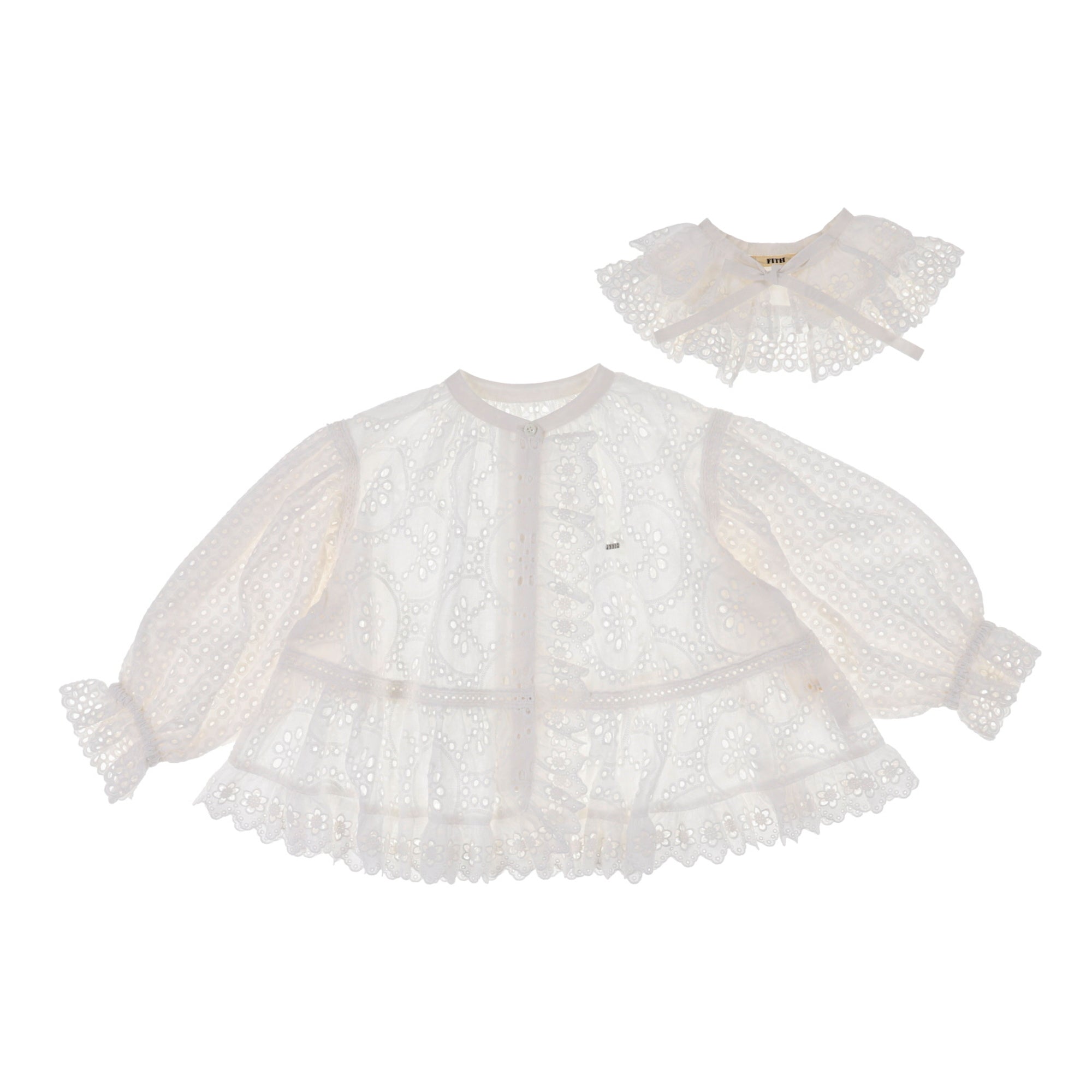 Girls White Embroidered Cotton Shirt