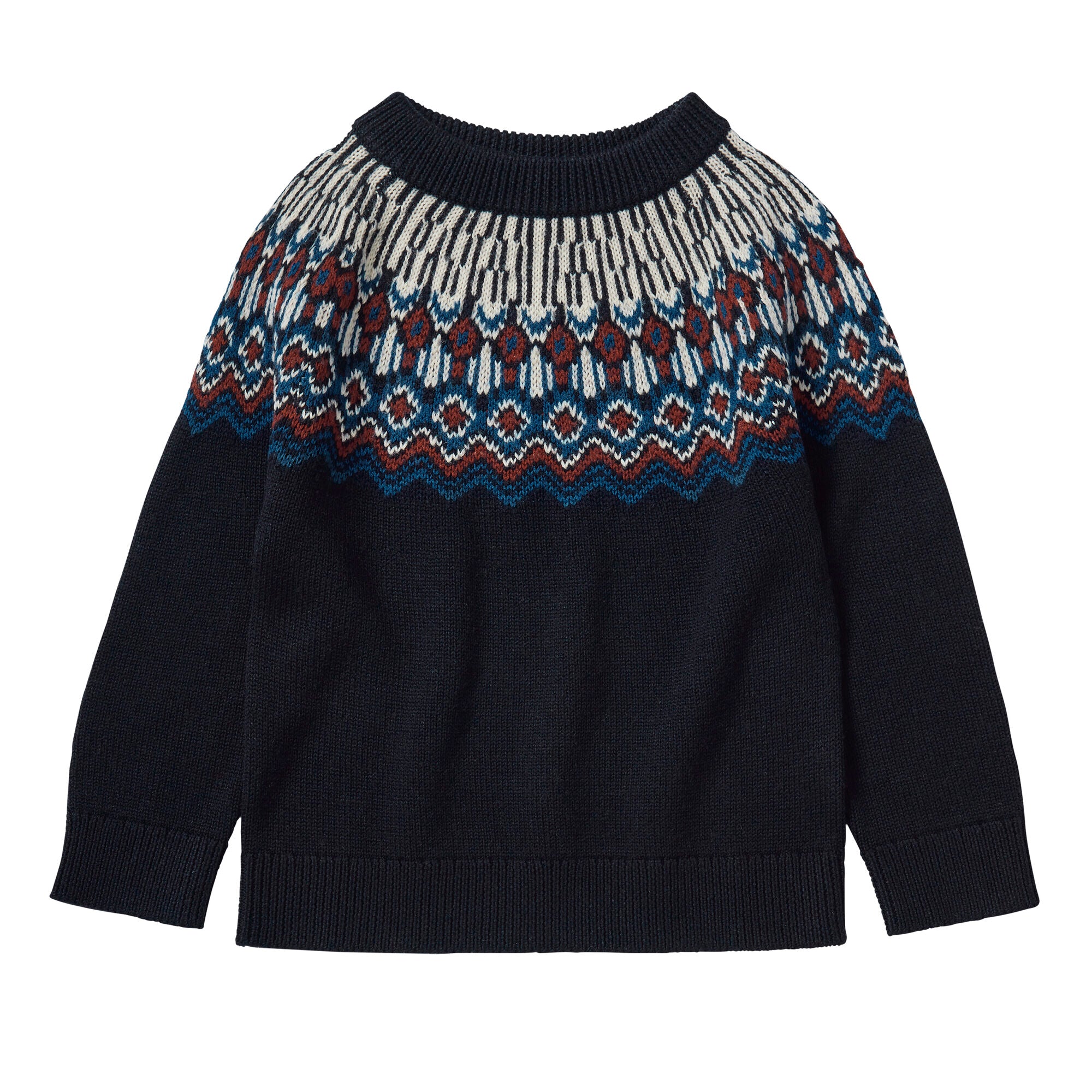 Boys & Girls Dark Blue Jacquard Wool Sweater