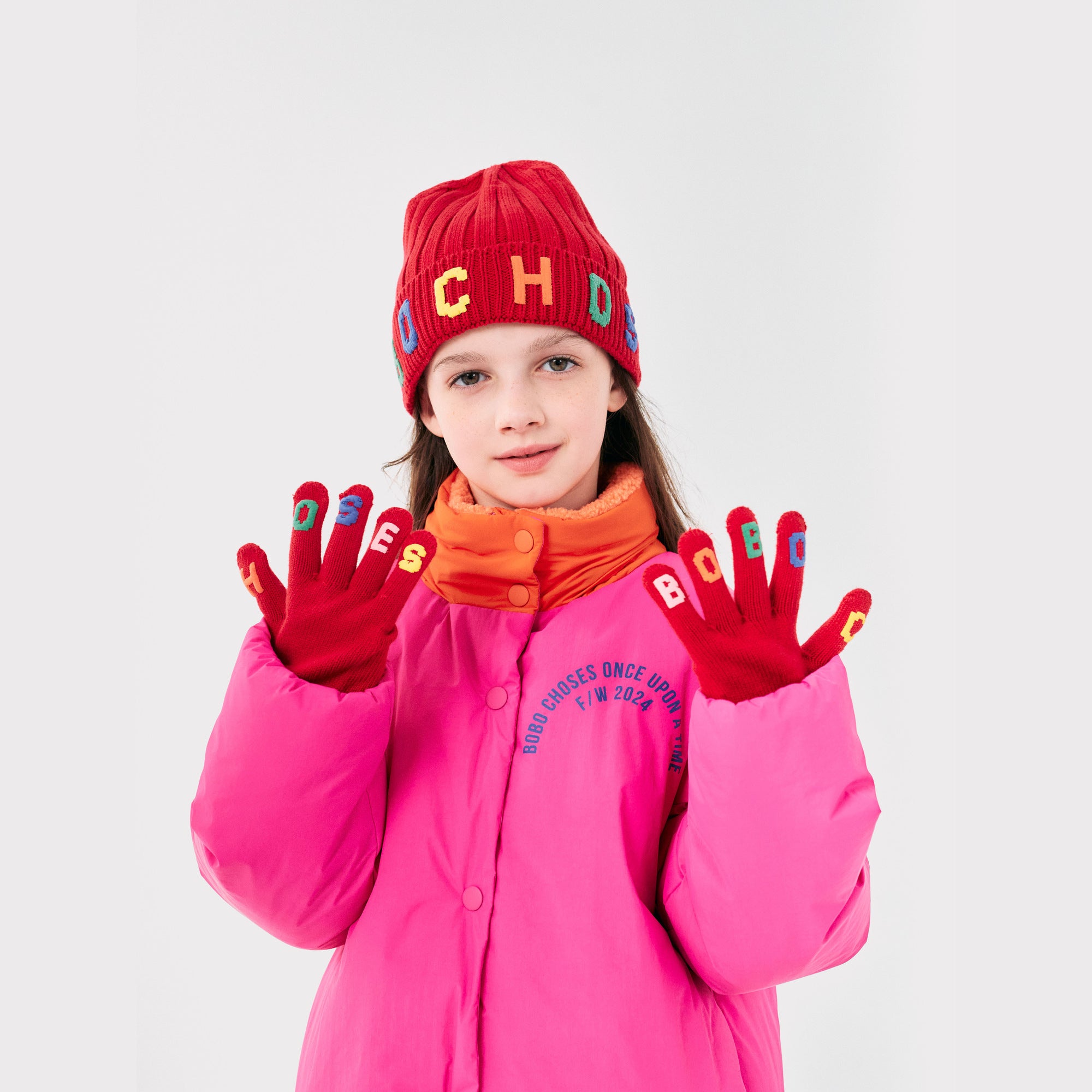Boys & Girls Red Logo Cotton Gloves