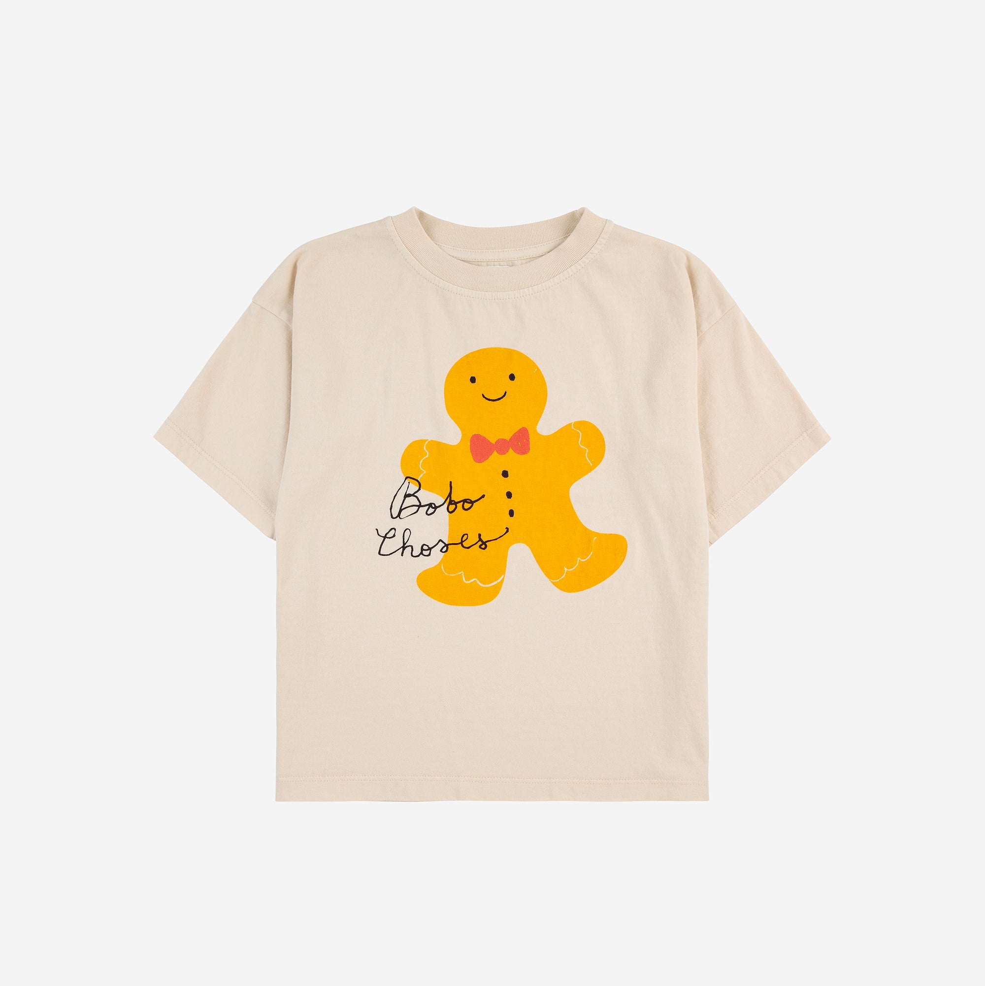 Boys & Girls White Gingerbread Printed Cotton T-Shirt