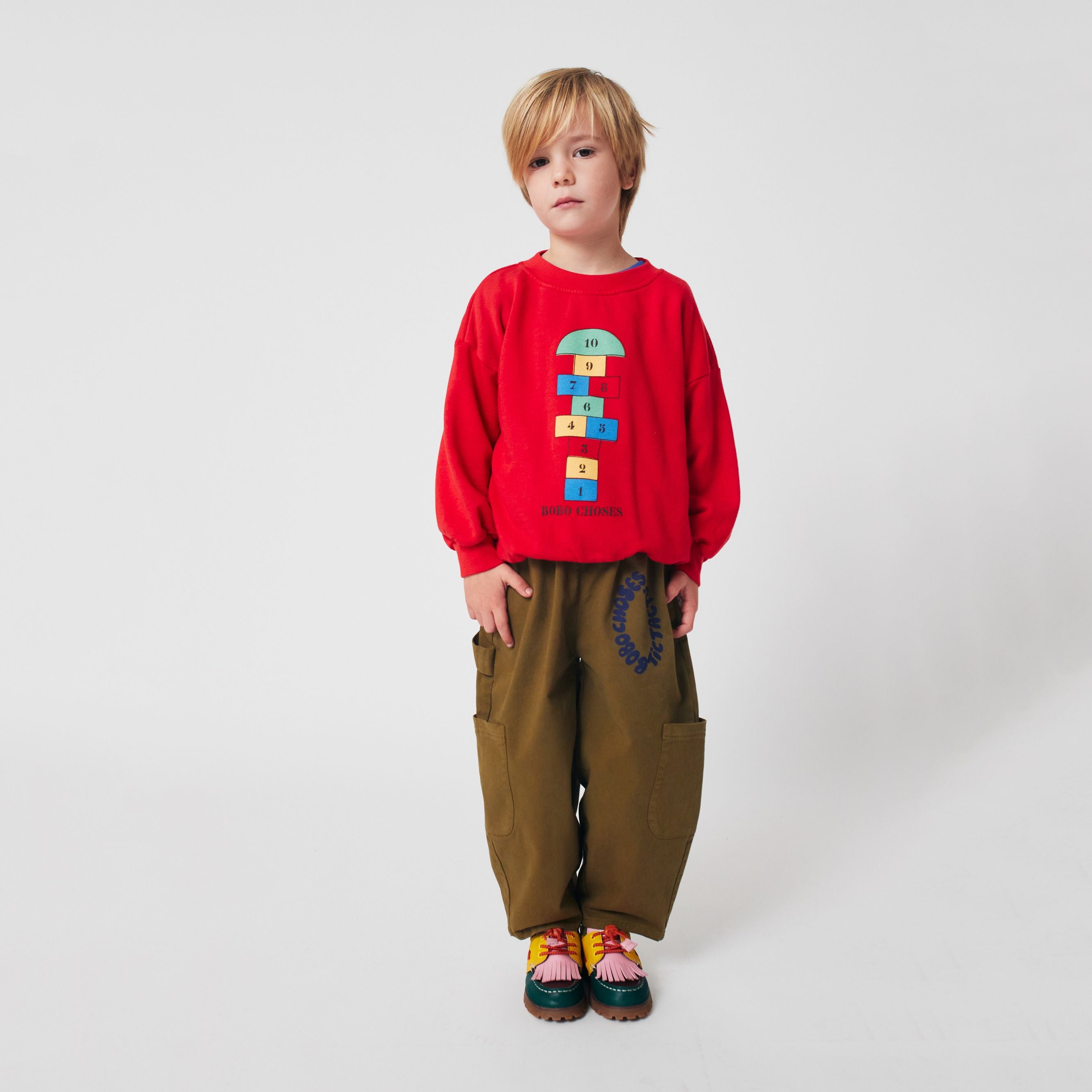 Boys & Girls Red Printed Cotton Sweatshirt
