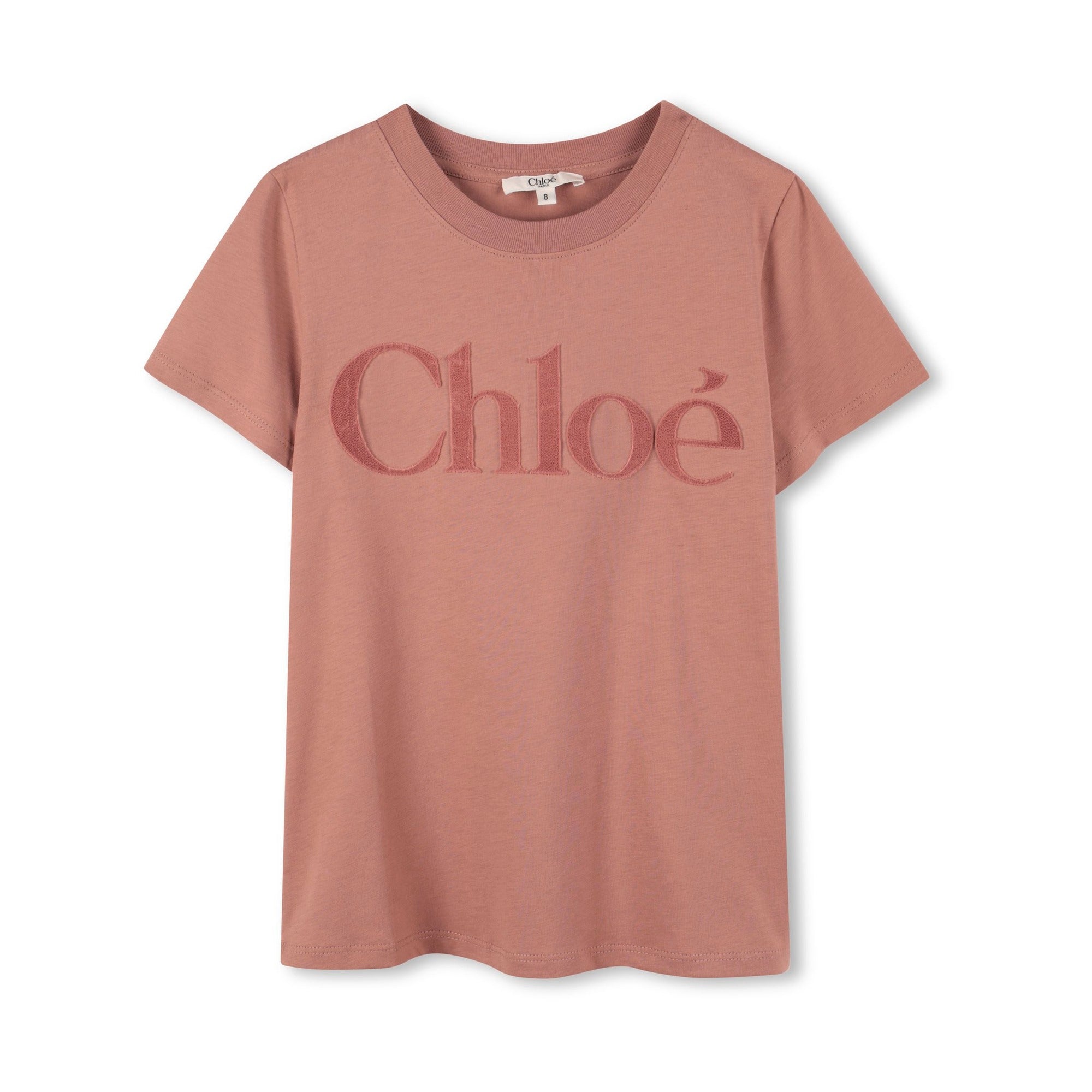 Girls Dark Pink Logo Cotton T-Shirt
