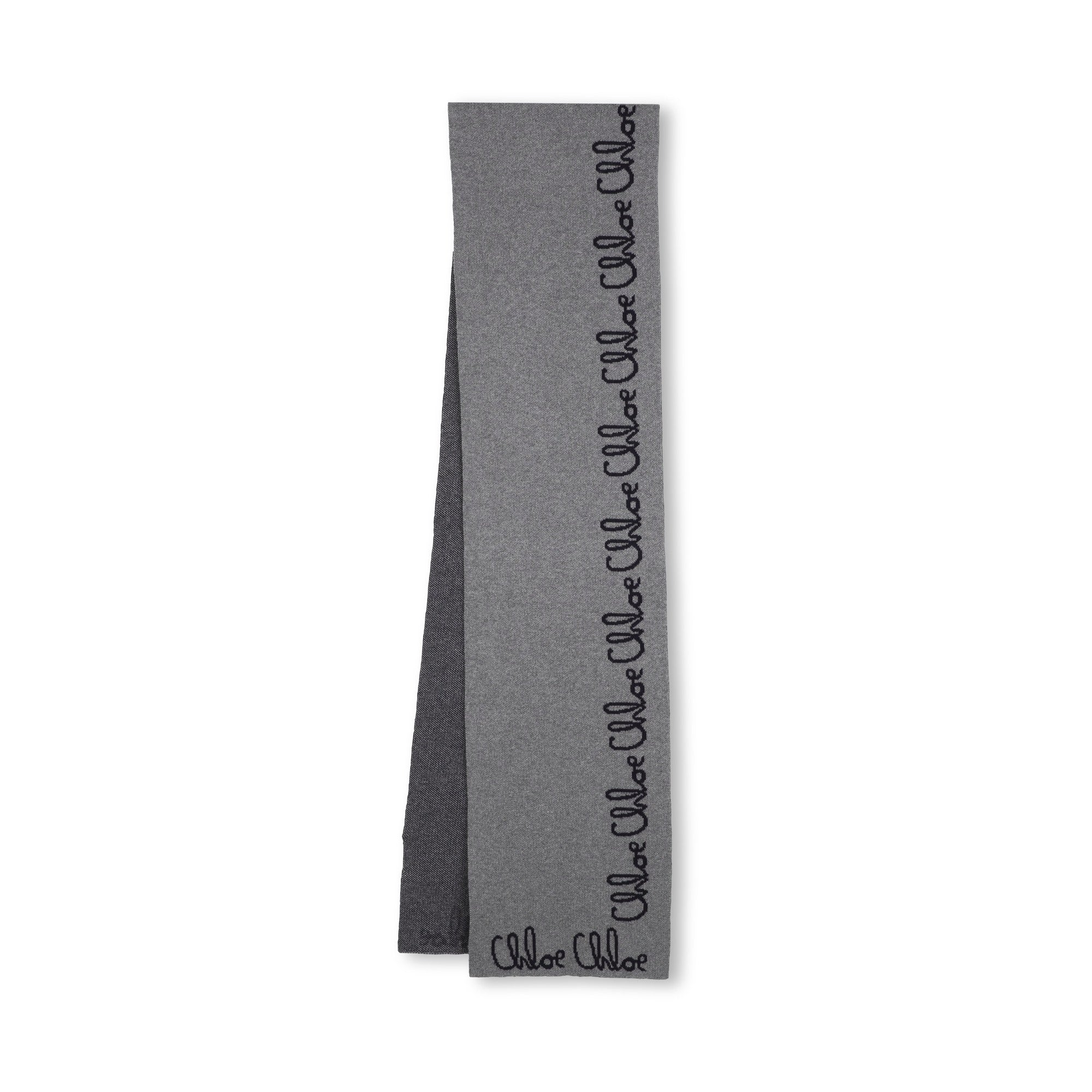 Girls Grey Logo Cotton Scarf