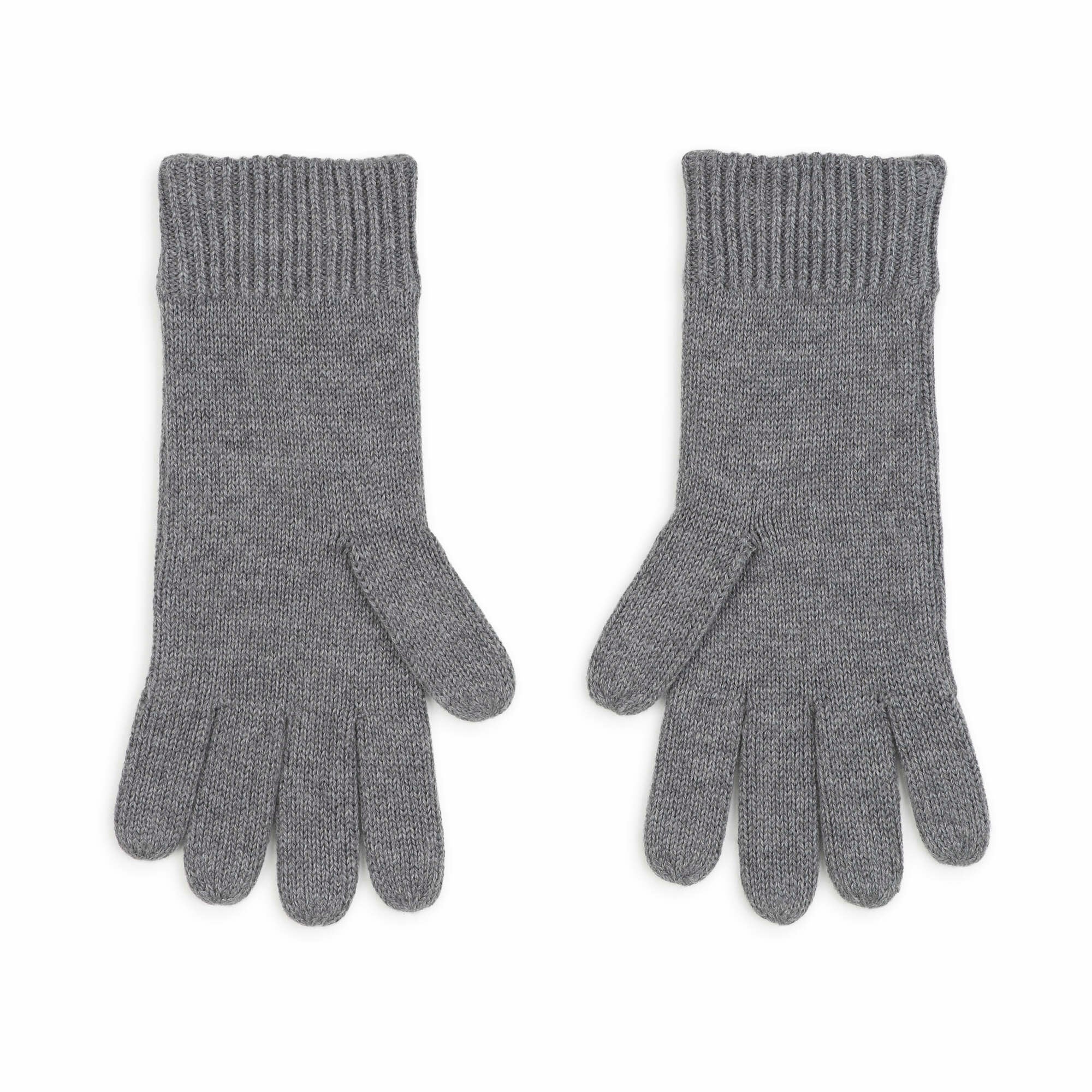 Girls Grey Logo Cotton Knit Gloves