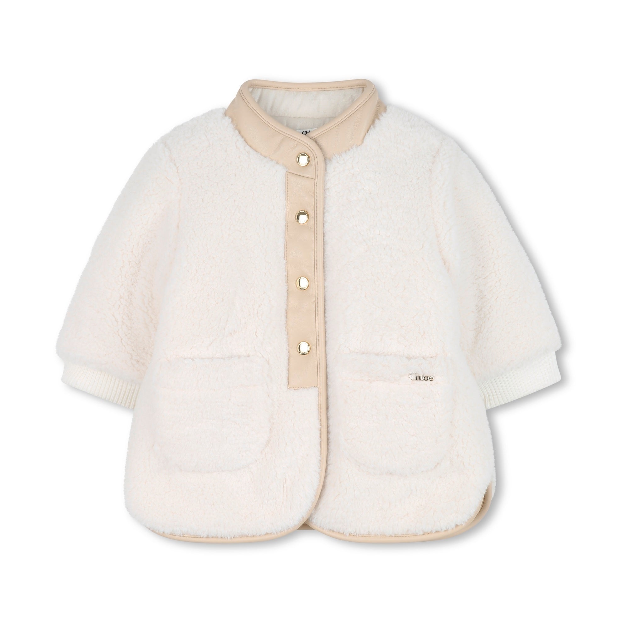 Baby Girls White Padded Plush Coat