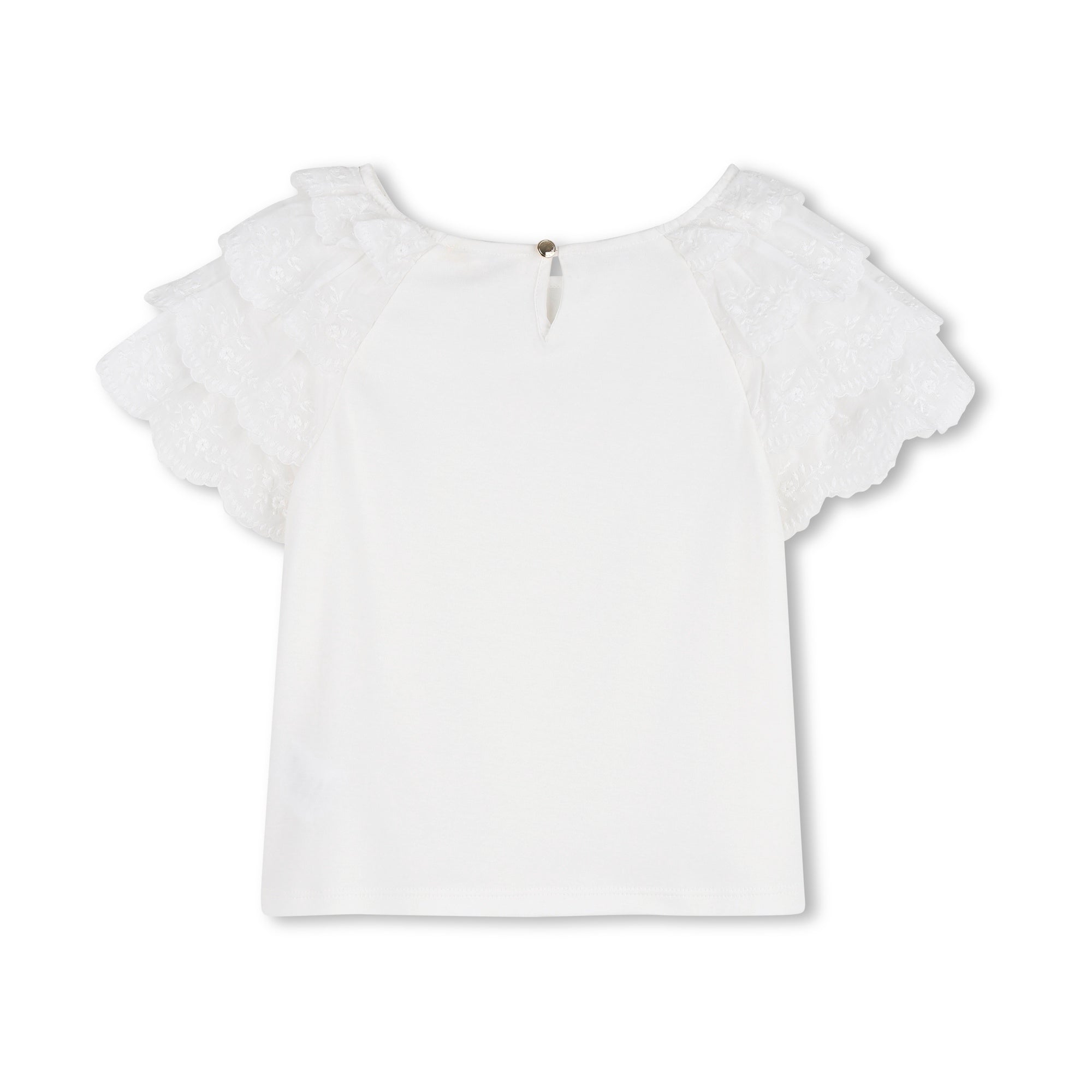 Girls White Cotton T-Shirt